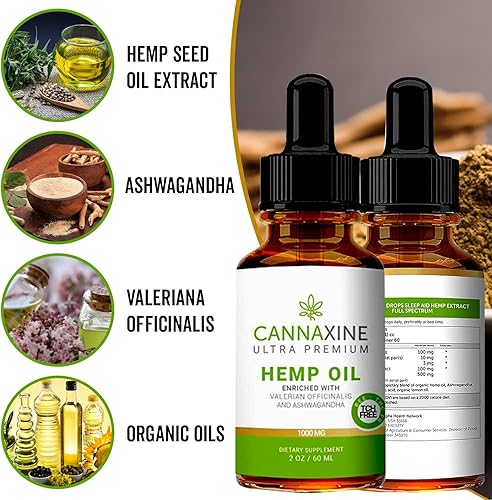 Miniatura 3 de Aceite de cáñamo prémium con ashwagandha, melatonina, valeriana officinalis, extracto de hierba de San Juan, aceite orgánico MCT, limón, apoyo para