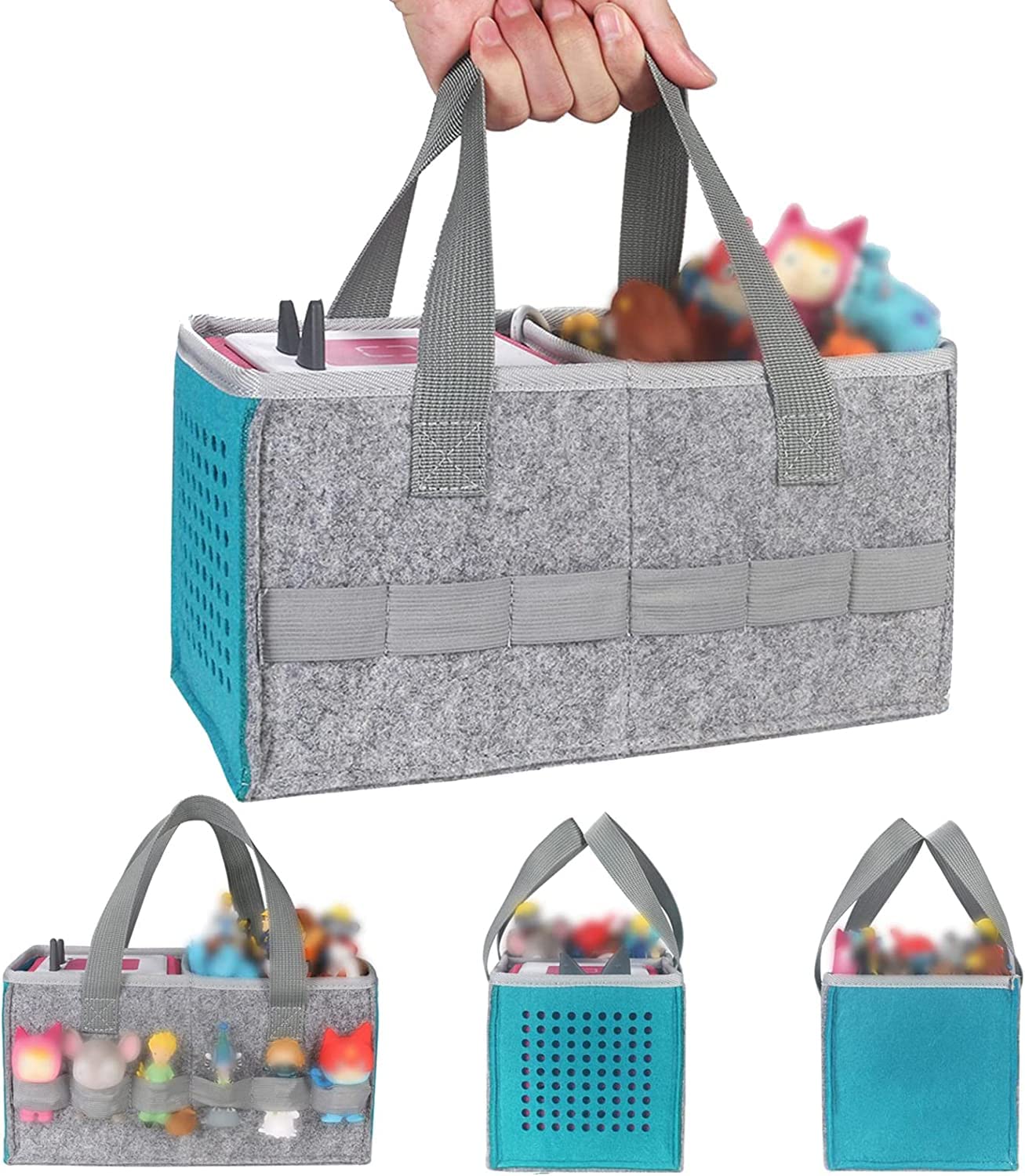 Bag for Toniebox Starter Set and Accessories, Carrying Case for Toniebox Case can Hold 30-40 Figurines, Felt Cloth Portable Bag with Handle for Toniebox Music Soundbox Protective Cover