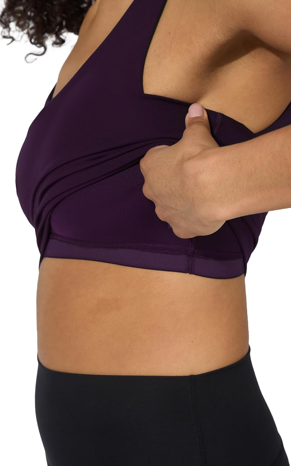 90 Degree By Reflex 2 Pack Workout Tank Performance Medium Support Longline Top with Built-in Bra -PotentPurple/Black - XXL