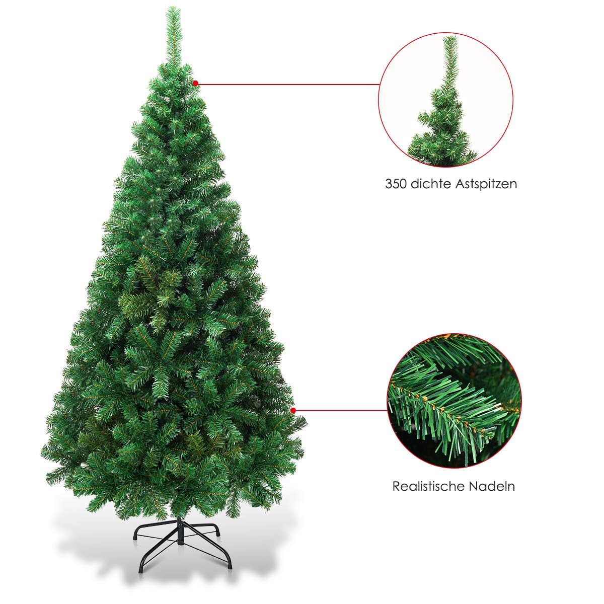 FANTASK Árbol artificial de Navidad de 240 cm con soporte de metal, agujas de PVC, árbol de Navidad, árbol de Navidad, árbol de Navidad artificial, ideal para tiendas, hogar, hoteles y oficinas (verde