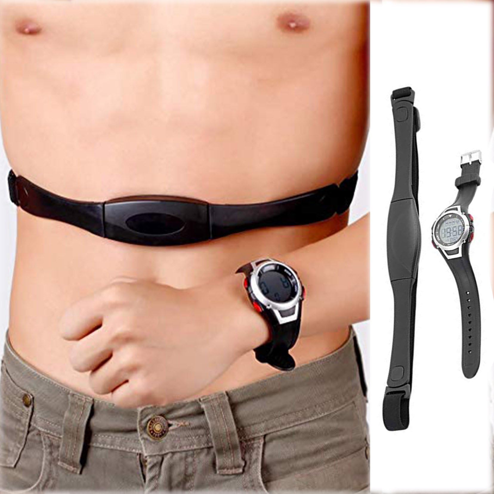 Orologio sportivo wireless impermeabile con cardiofrequenzimetro, cinturino toracico, per corsa e immersioni, con retroilluminazione e sveglia, ideale per il monitoraggio del fitness
