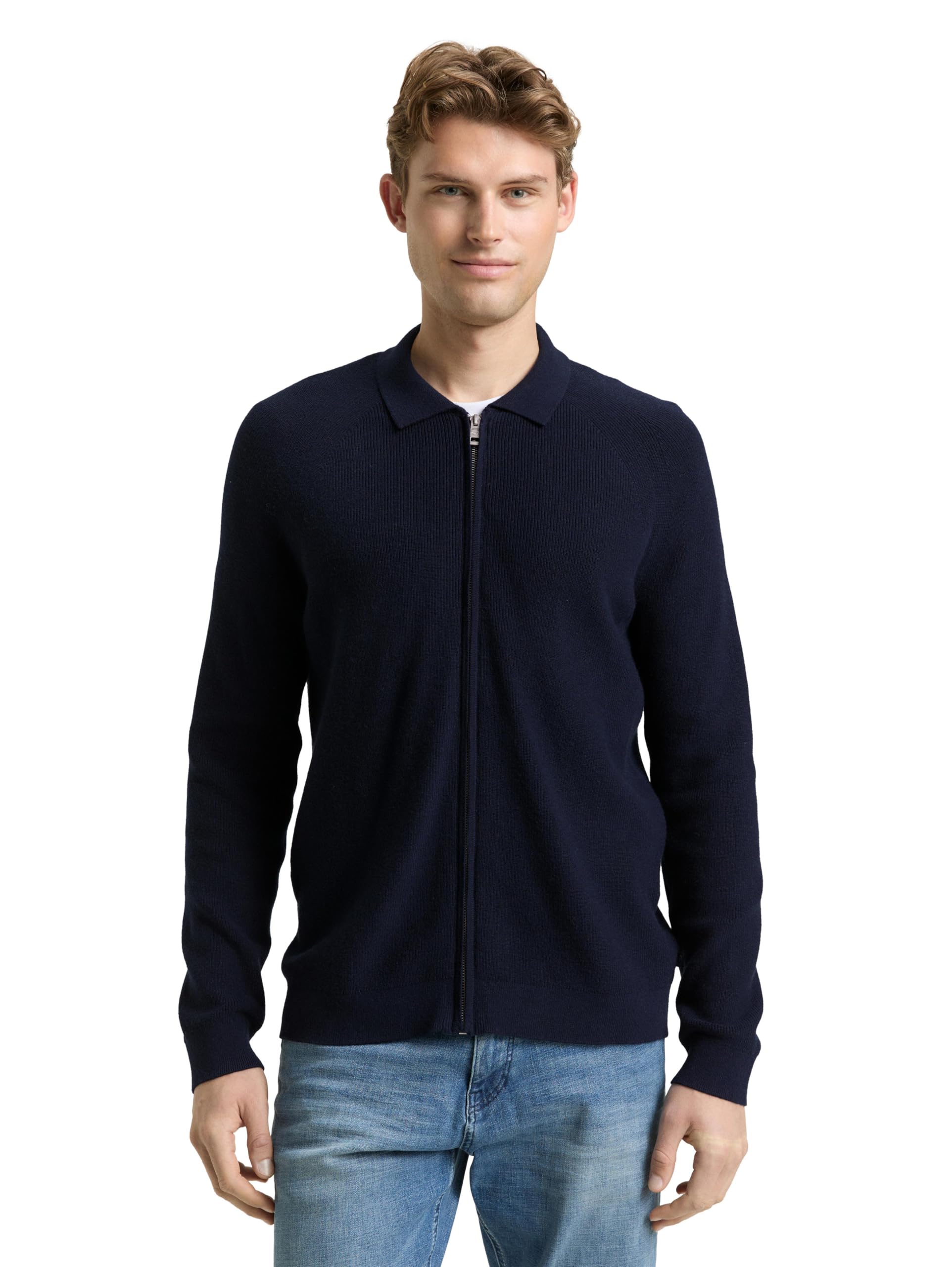 TOM TAILOR Herren Strickjacke mit Reißverschluss