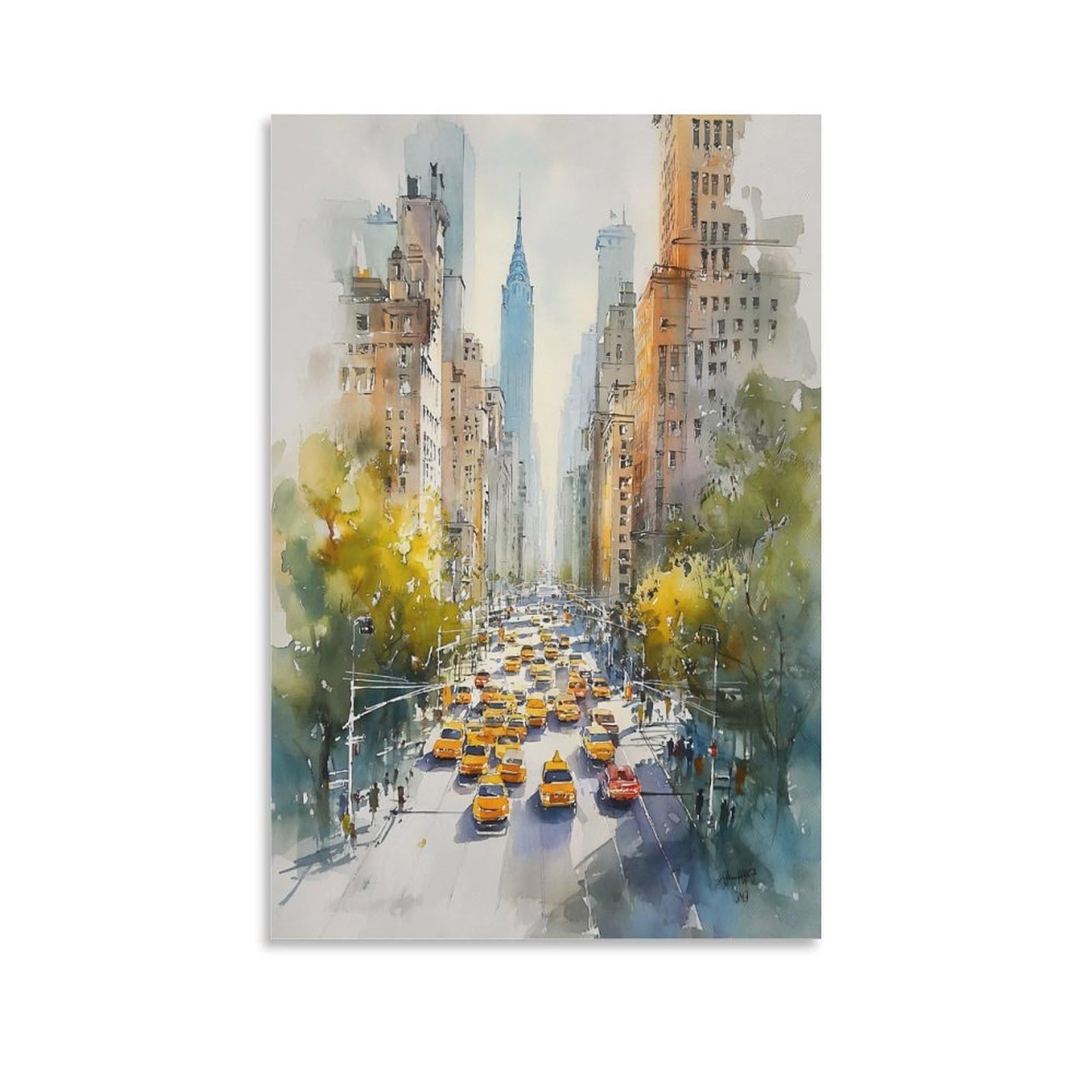 XWYMXZ Pennsylvania City Watercolor 24x36inch(60x90cm) Vintage Travel Poster Watercolor Canvas Art