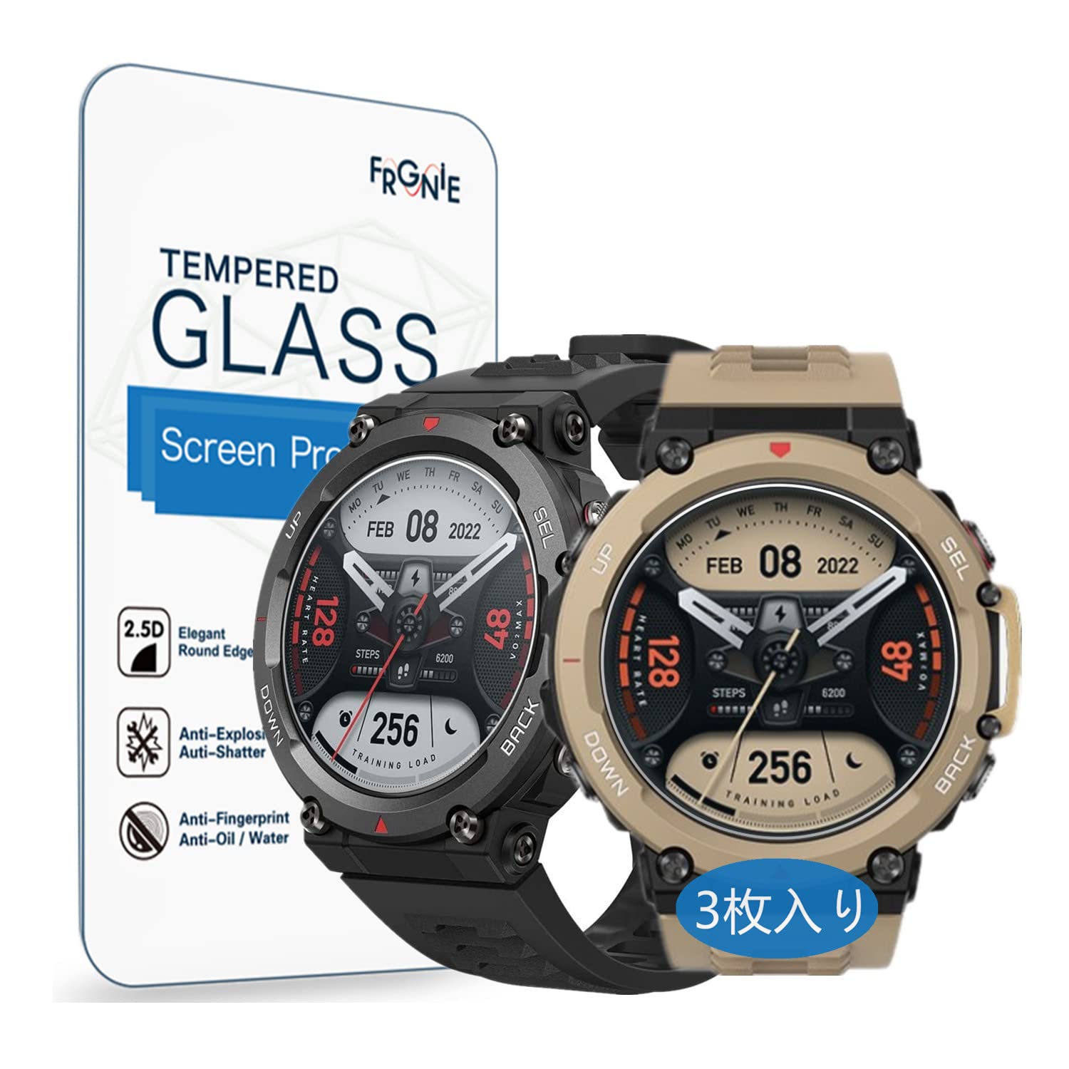 amazfit T-REX 2 ゴールドブラック画面保護シール新品1枚…