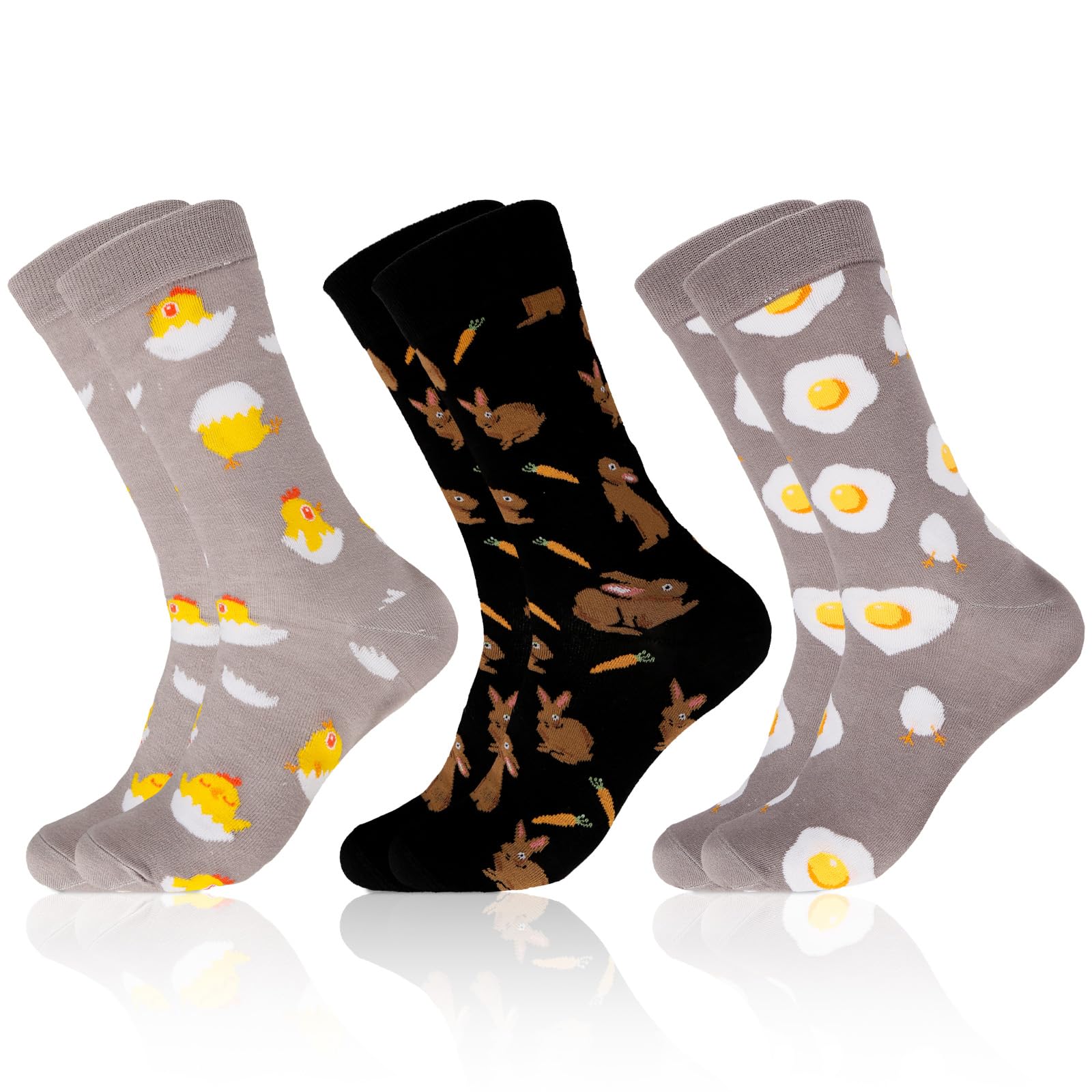 Aitsite 3-5 Paar Ostersocken, Baumwolle Fun Ostern Socken Ostern mit Motiv Osterhühnern, Hasen und Eiern Für Ostergeschenke Frauen Männer 35-47