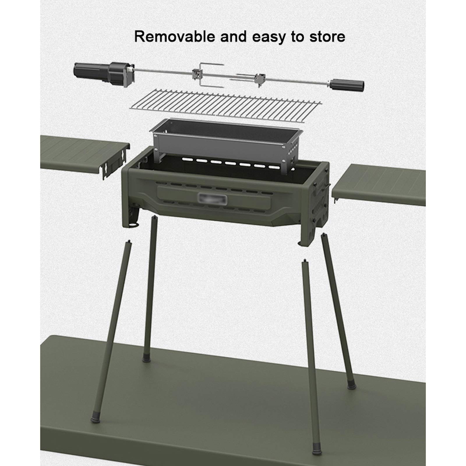 Barbecue Griglia Griglia a carbone pieghevole portatile Griglia all'aperto Bbq Grill Grande Superficie di cottura con forcella Forchetta e padella inferiore antiaderente per patio da picnic all'aperto