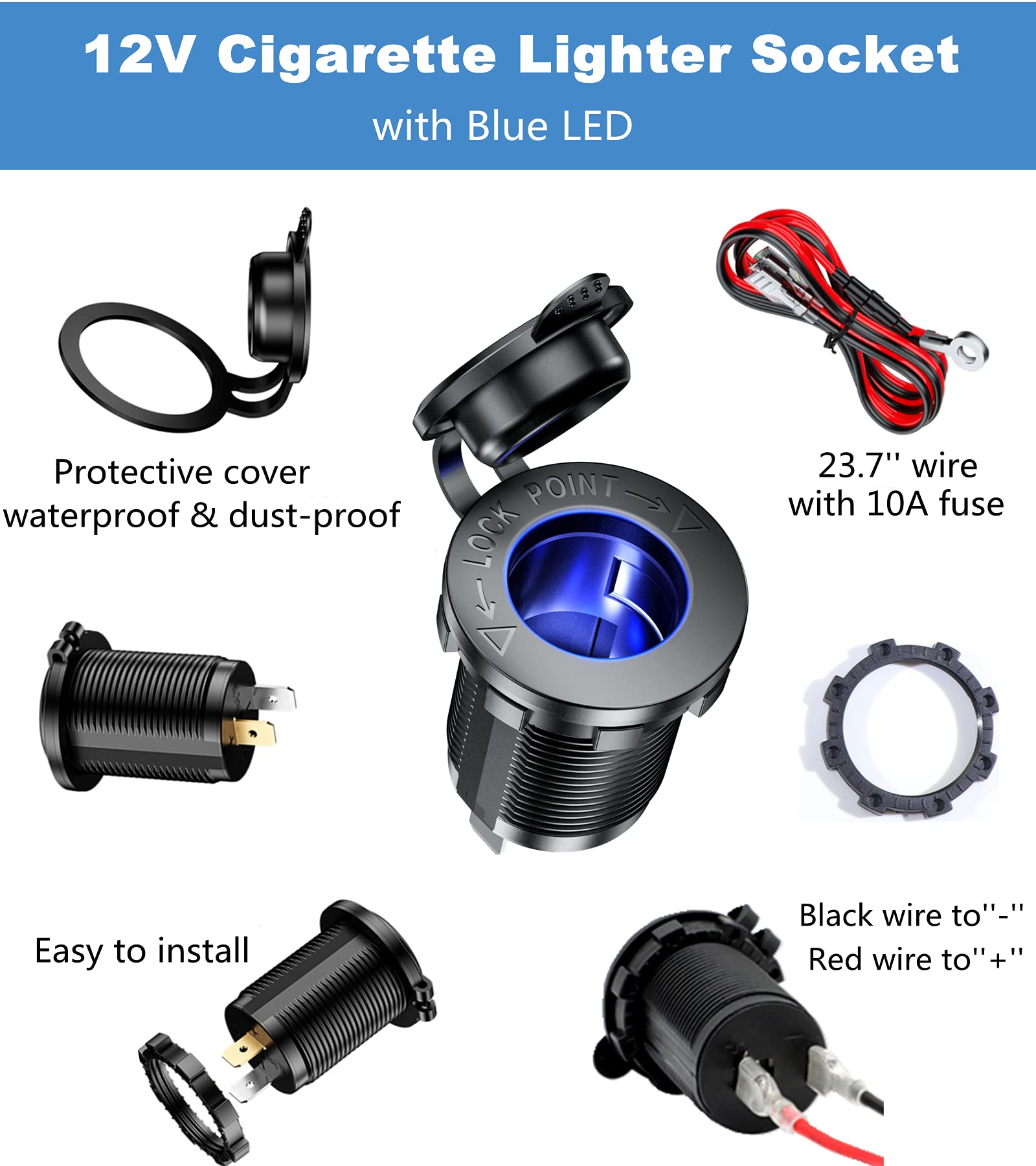 lighted cigarette lighter socket Amazon.com: KEWIG 12V Cigarette Lighter Socket with Blue LED, Car Marine  ATV RV Lighter Power Oulet Socket Receptacle 12 Volt Waterproof Plug 2Pack  : Automotive