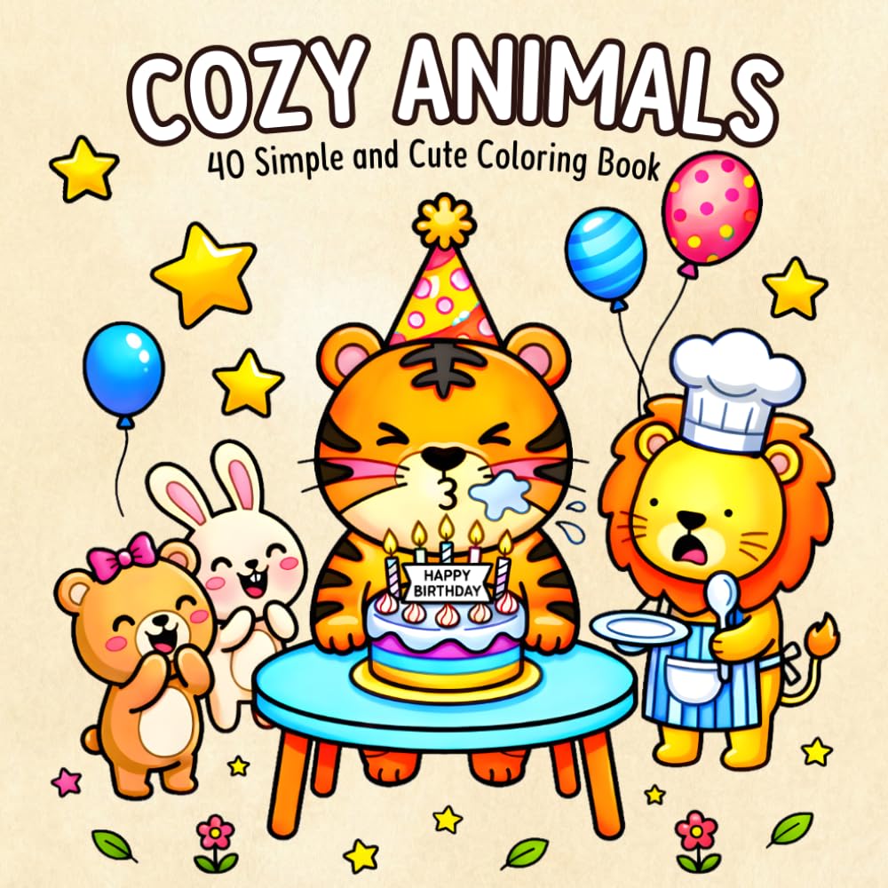 Cozy Animal: Bold and Easy Designs for Kids and Adults, Cute Kawaii Animals for Relaxation and Stress Relief