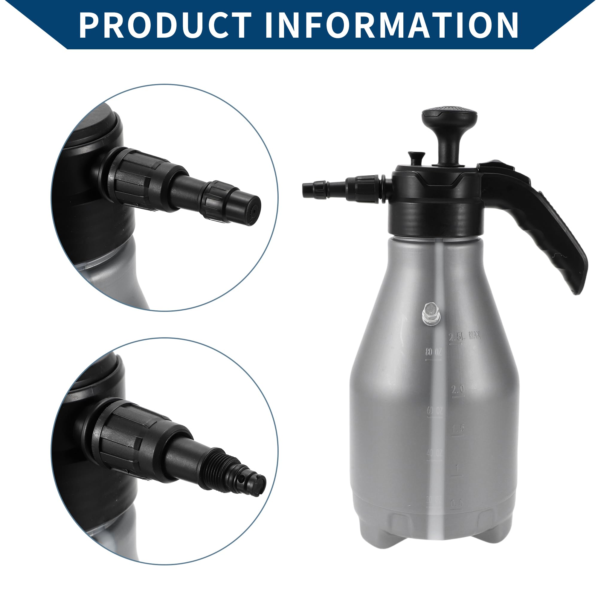 Pulverizador De Espuma Gris Para Coche Hogar Jardin Plastico | Tamano 36x14cm, Capacidad 2.5L, Bomba Manual, Gatillo Bloqueable, Rociado Automatico, Espuma Rica, Ligero Y Compacto