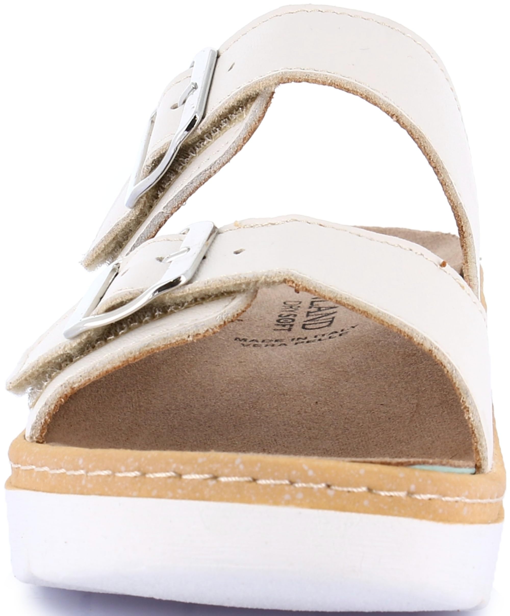 GRÜNLAND Moll - Sandalo Comfort Donna, Vera Pelle, Doppia Fibbia Regolabile, Chiusura a Strappo, Plantare Estraibile Dry-Soft in Lattice e Pelle, Suola Conforma, Tacco 4,5 Cm