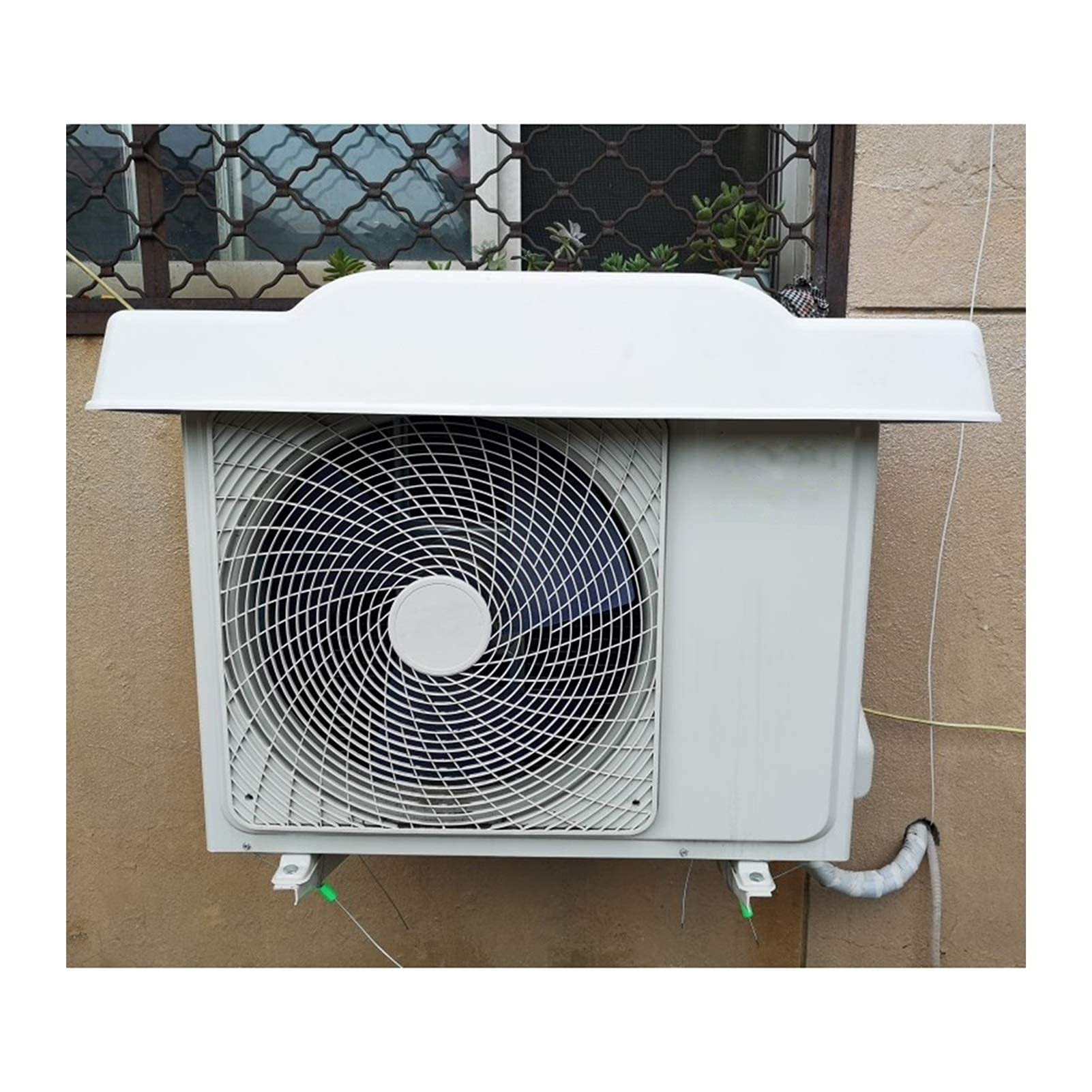 Pokrowiec na klimatyzator zewnętrzny z PCW, wodoodporny i odporny na śnieg, całoroczny, zawiera 2 przewody podtrzymujące, białe, 115 x 46, 15 cm, zwiększona ochrona dla klimatyzatorów