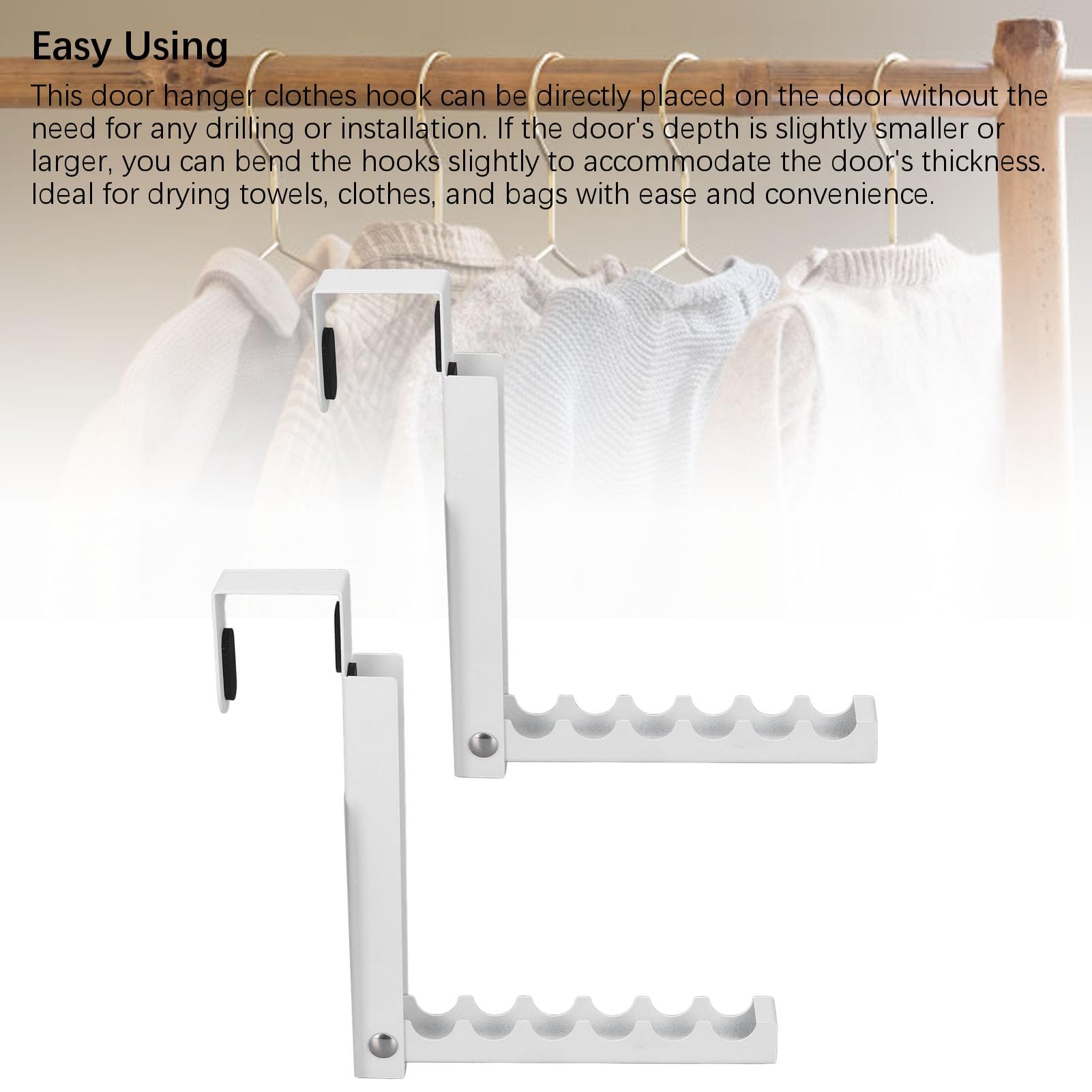 Gsycle Wall Hanger for Clothes, Plastic Self Adhesive Wall Clothes Rack Laundry Room Hangers Wall Mount Drying Rack Laundry Hanger for Laundry Room Bedroom (White)