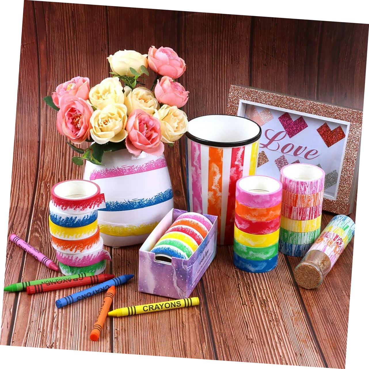 EXCEART 18rollos Cinta Washi Decorativa Adhesiva Cinta Masking para Manualidades Scrapbooking y Decoración y Diseño Creativo Sin Restos Al Retirar para Proyectos