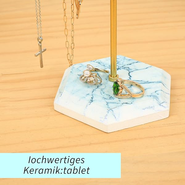 Presentoir Bijoux,Présentoir à Bijoux,Support Porte Bijoux Femme,Support Porte Boucle d'oreille Cintre à Bijoux, Support à Bijoux a Suspendre avec Base pour Porte Colliers Boucle d'oreille Bracelets - 4