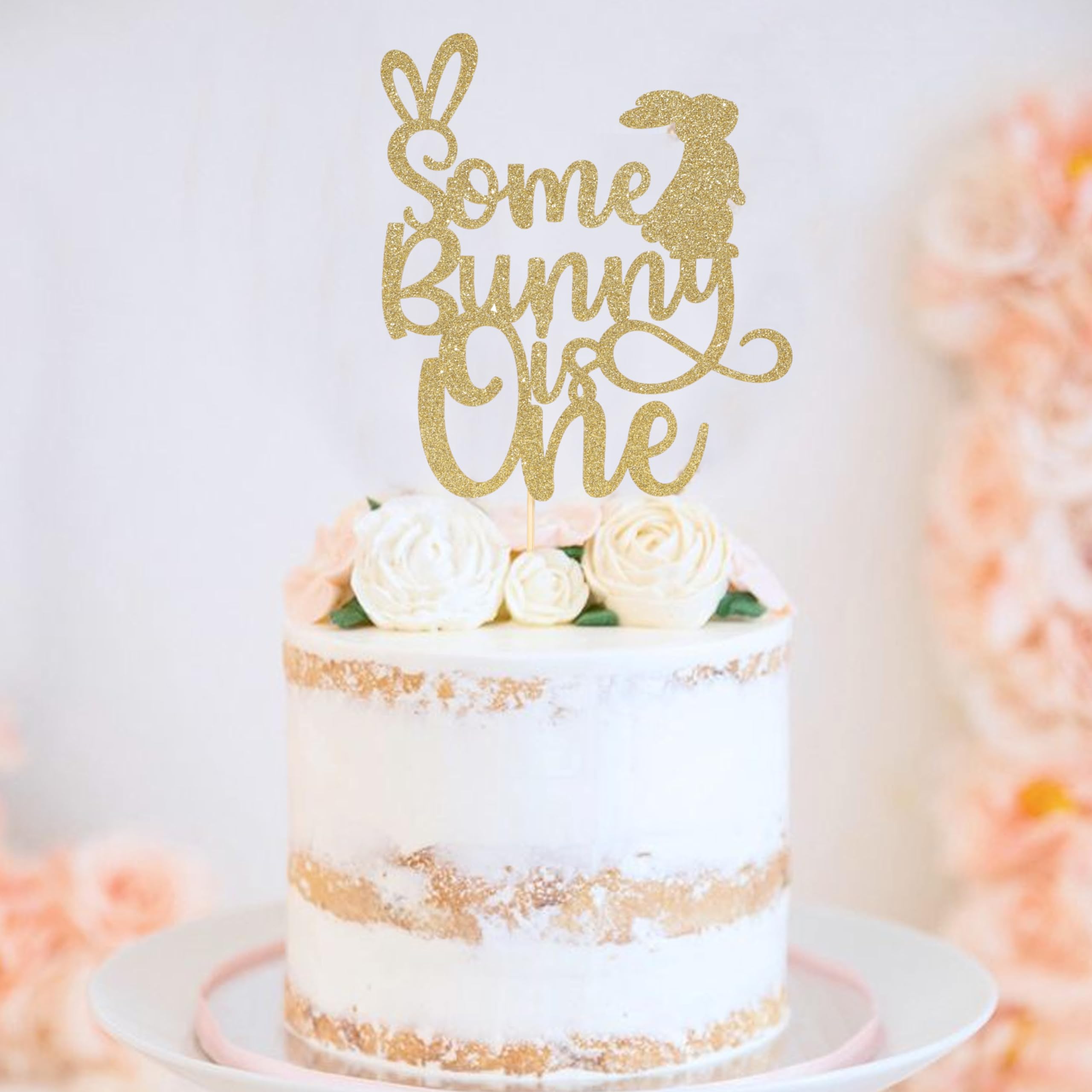Bunny 1st Birthday Cake Topper – Some Bunny Is One, Easter Theme, Card Stock - View #5