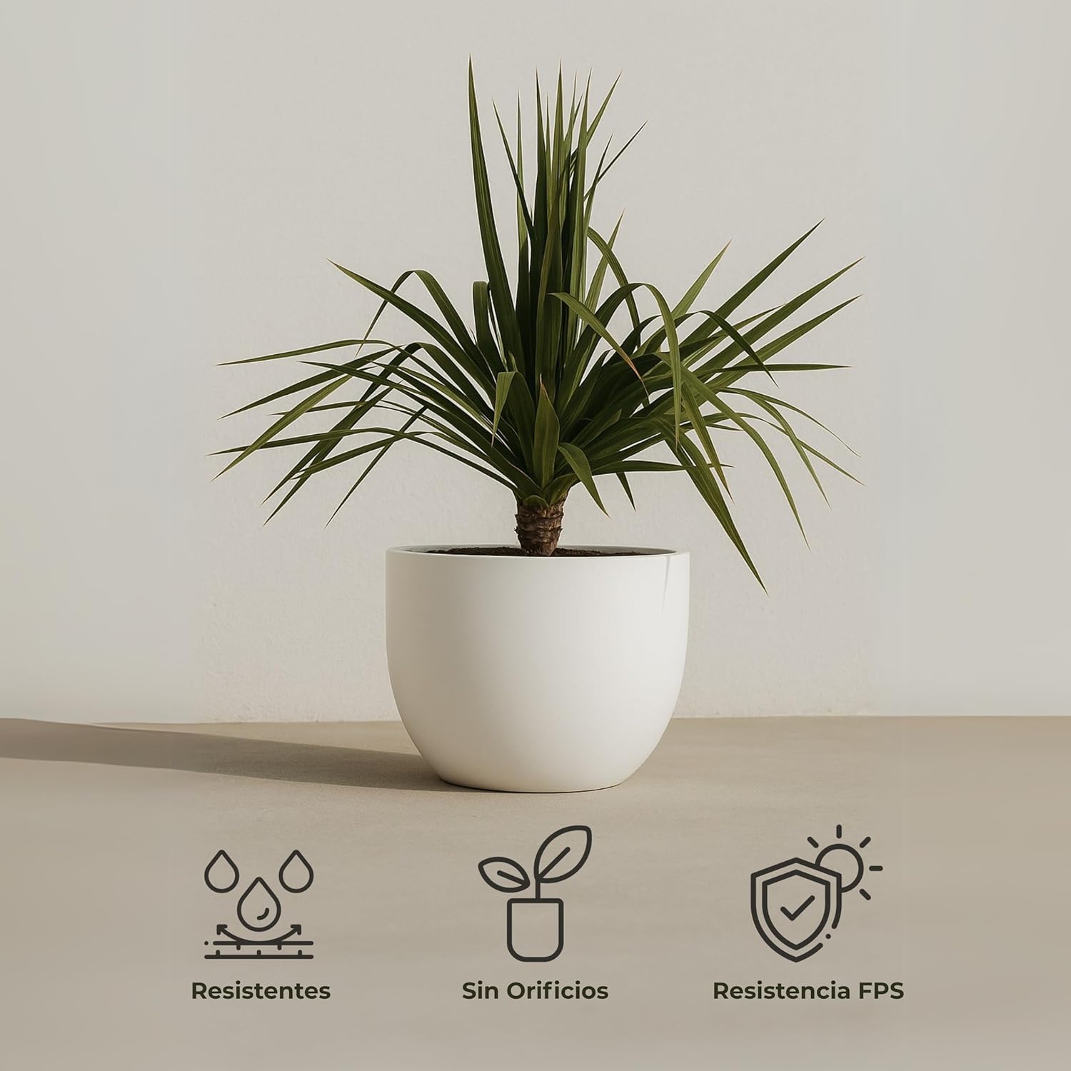 newgarden Azalea Planter | Decorative Round Planter in Sturdy Polyethylene | Wide Planting Level and Rough Finish | Modern Design for Outdoor and Indoor Use, White | 30 x 24.7 cm