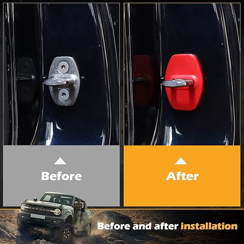 Miniatura 3 de Cubierta de cerradura de puerta compatible con Ford Bronco - Hebilla de bloqueo de puerta para 2021 2022 2023 2 puertas 4 puertas, pestillos