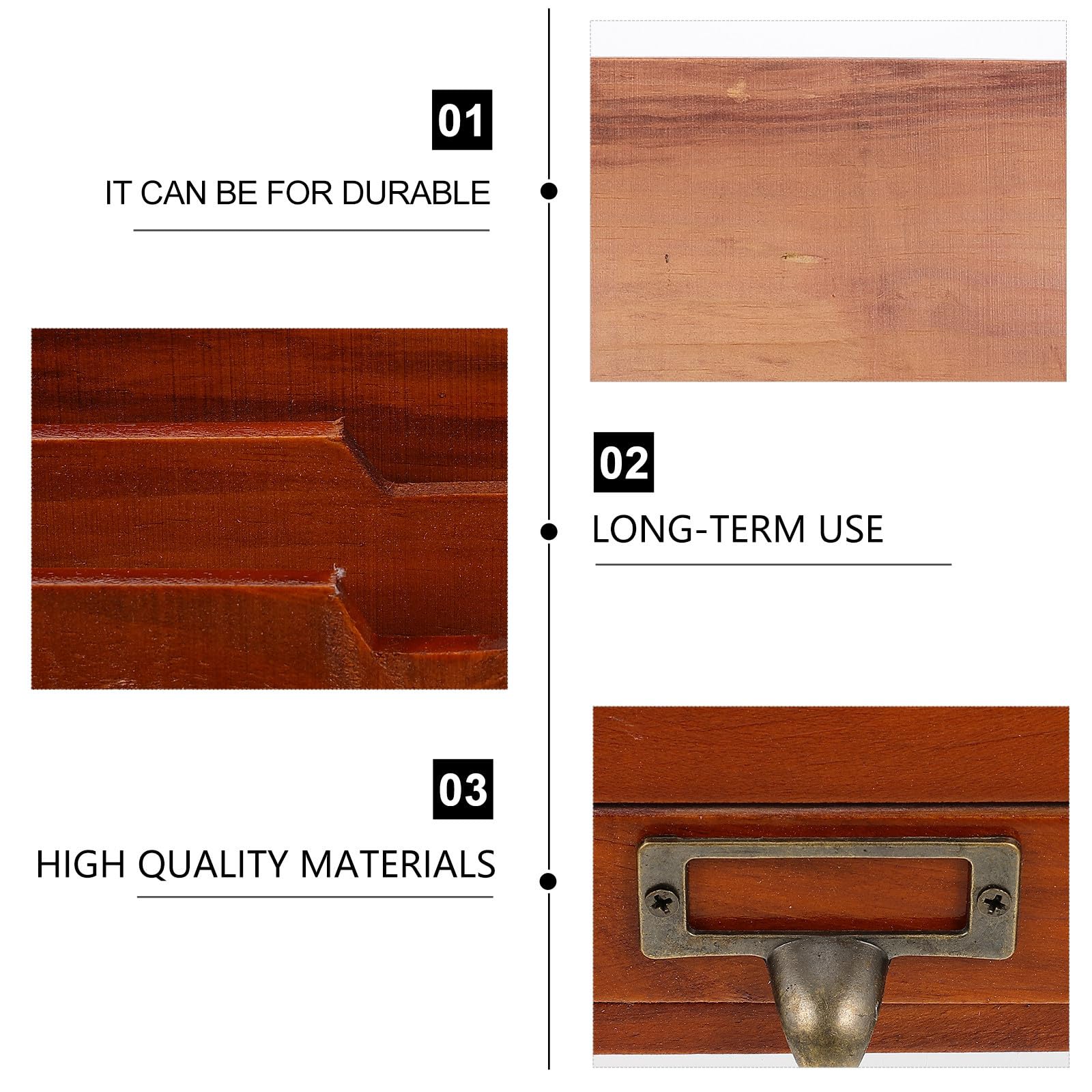 SHERCHPRY Multifunktionale Holz Aufbewahrungsbox mit Schubladenstruktur Stapelbar und Starke Tragfähigkeit Braune Kleinigkeitenbox für Kosmetik und Büroorganisation