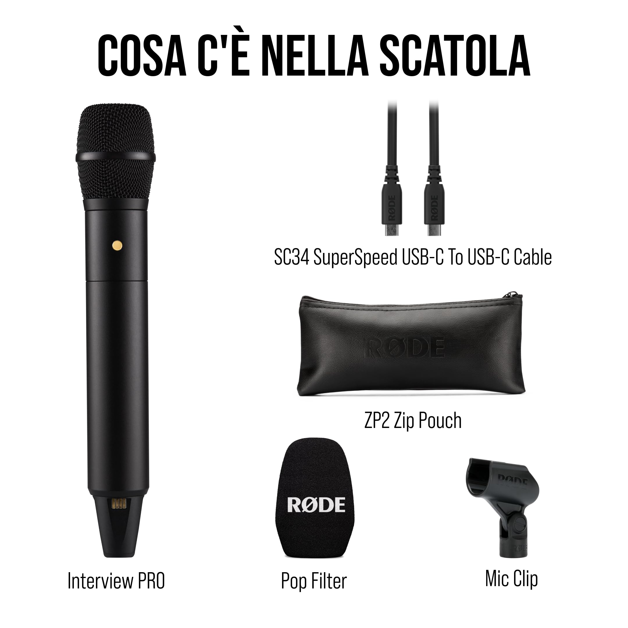 RØDE Interview PRO, microfono a condensatore palmare wireless con capsula di livello broadcast e registrazione integrata a 32-bit float per creazione di contenuti, media e interviste