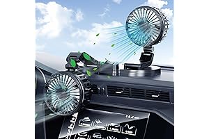 Double Car Fan: 360° Rotation Dual Head USB Fan