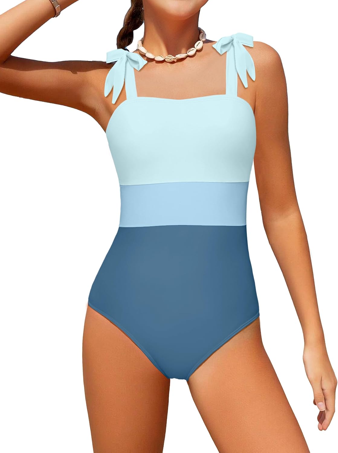 Dearnow Girls Swimsuit One Piece Casual Color-Block Adjustable Straps Girls Bathing Suit Swimwear 9-16T