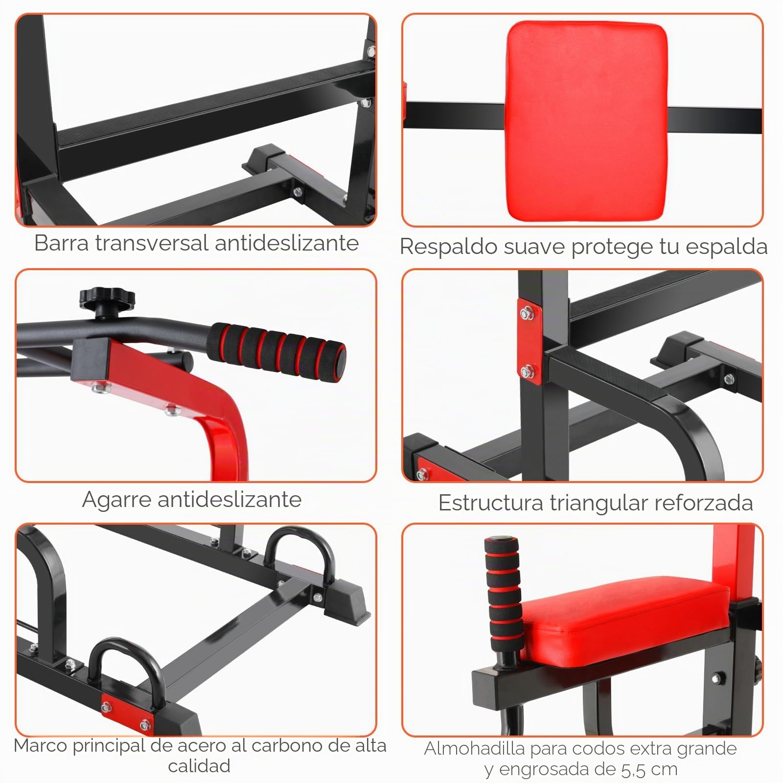 Power Tower Dip Station, Dispositivos deportivos con barra de dominadas, Altura Regulables Dip Stands, barras dip y entrenamiento de espalda para Gimnasio en casa de Entrenamiento Max 200 kg