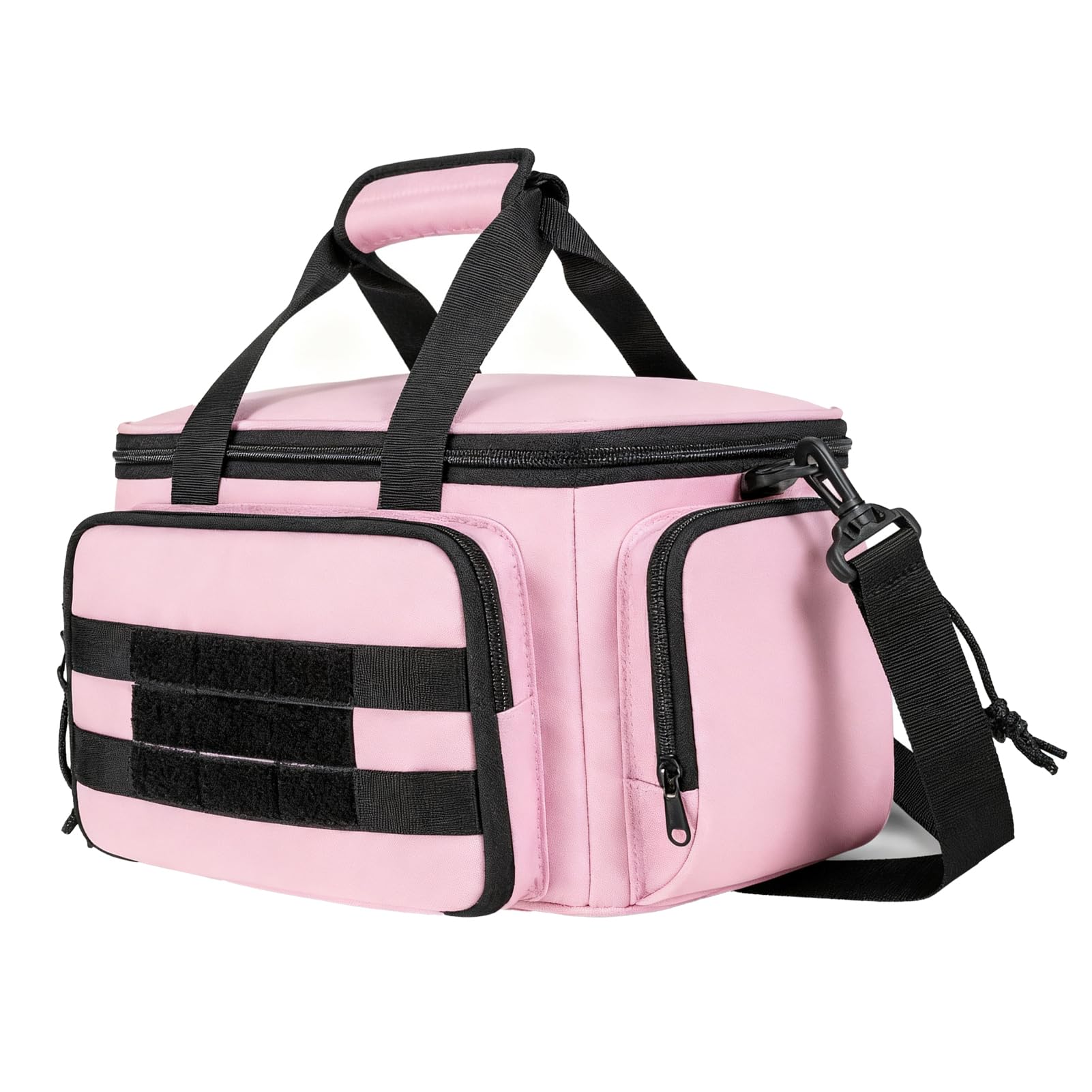 Jelquix Tool Tote Bag, 14 Inch Nylon Tool Bag, Large Capacity Organizer with Anti Friction Hard Bottom, Padded Handle, Multi Pocket, Ideal for Electrician, Carpenter, Repairman (Pink)