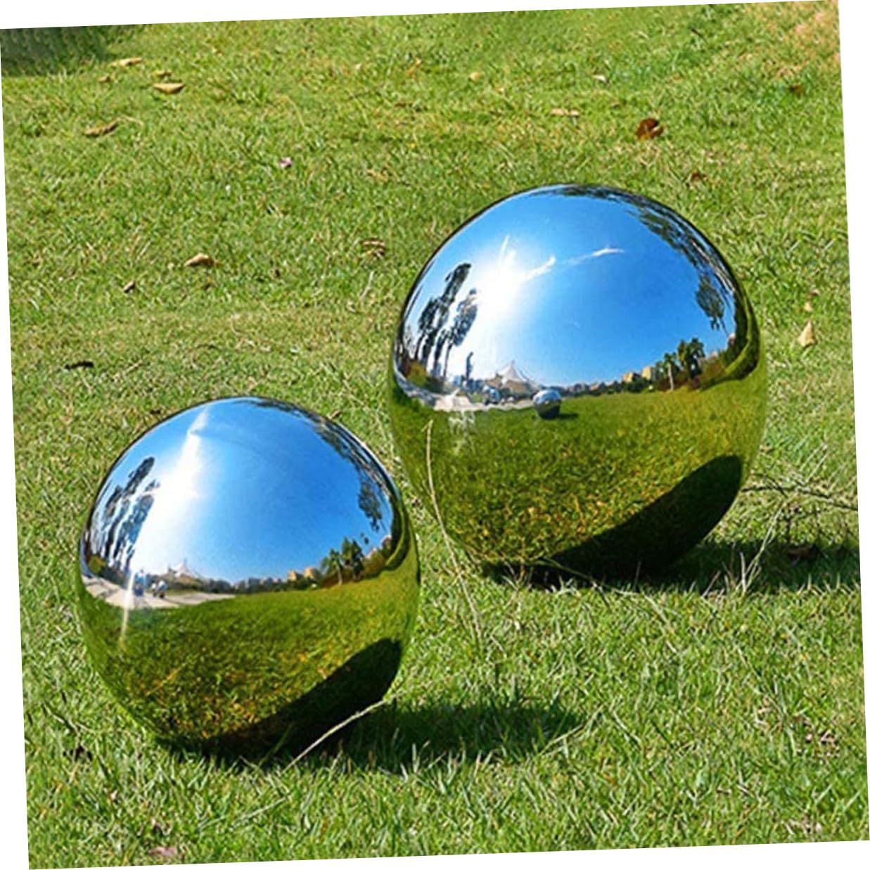 Gadpiparty Sfera Decorativa Inox da Argento in Acciaio Giardino Riflettente