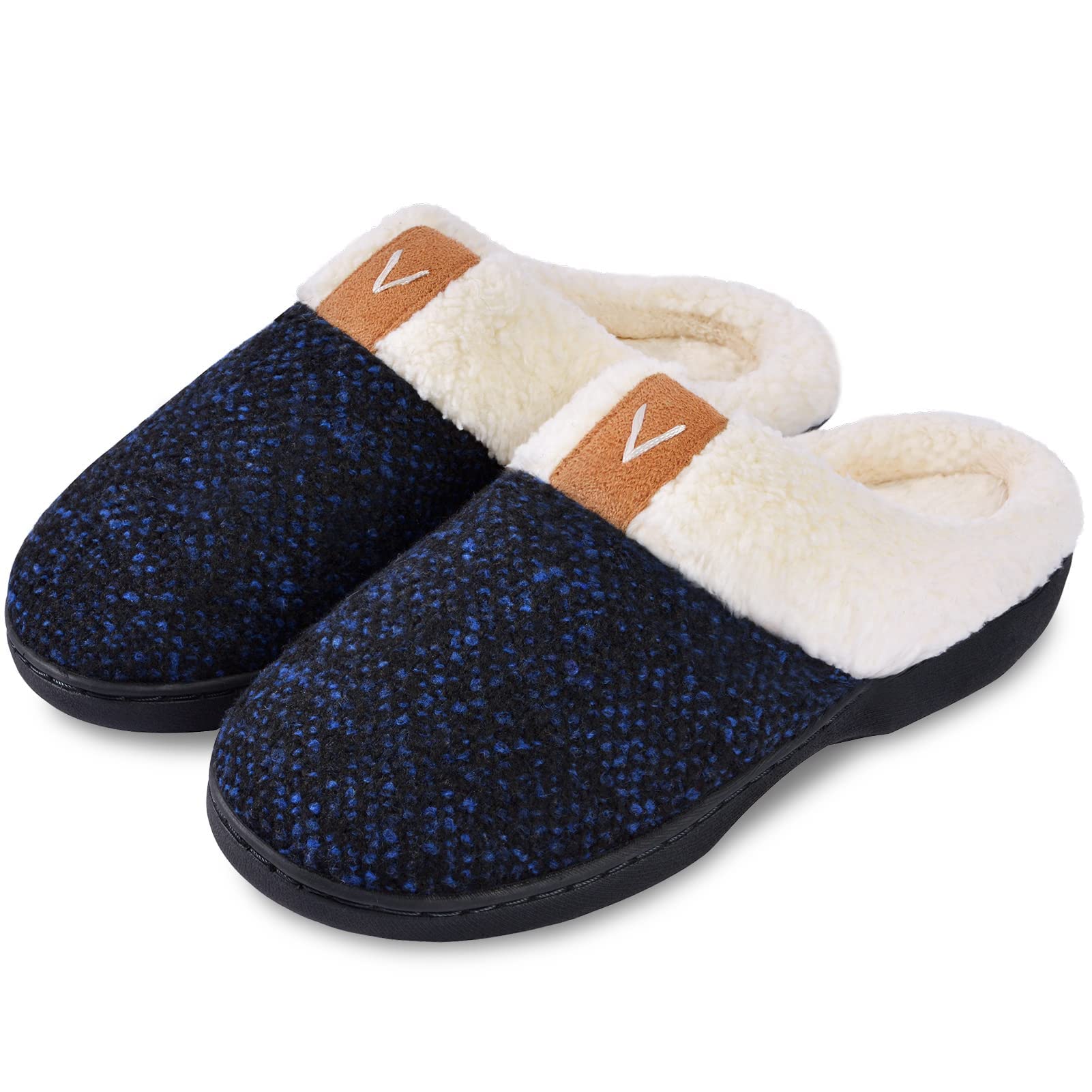 Parlovable Womens Slippers with Memory Foam Wool-like Indoor Outdoor House Shoes with Anti-Skid Rubber Sole for Ladies Gift