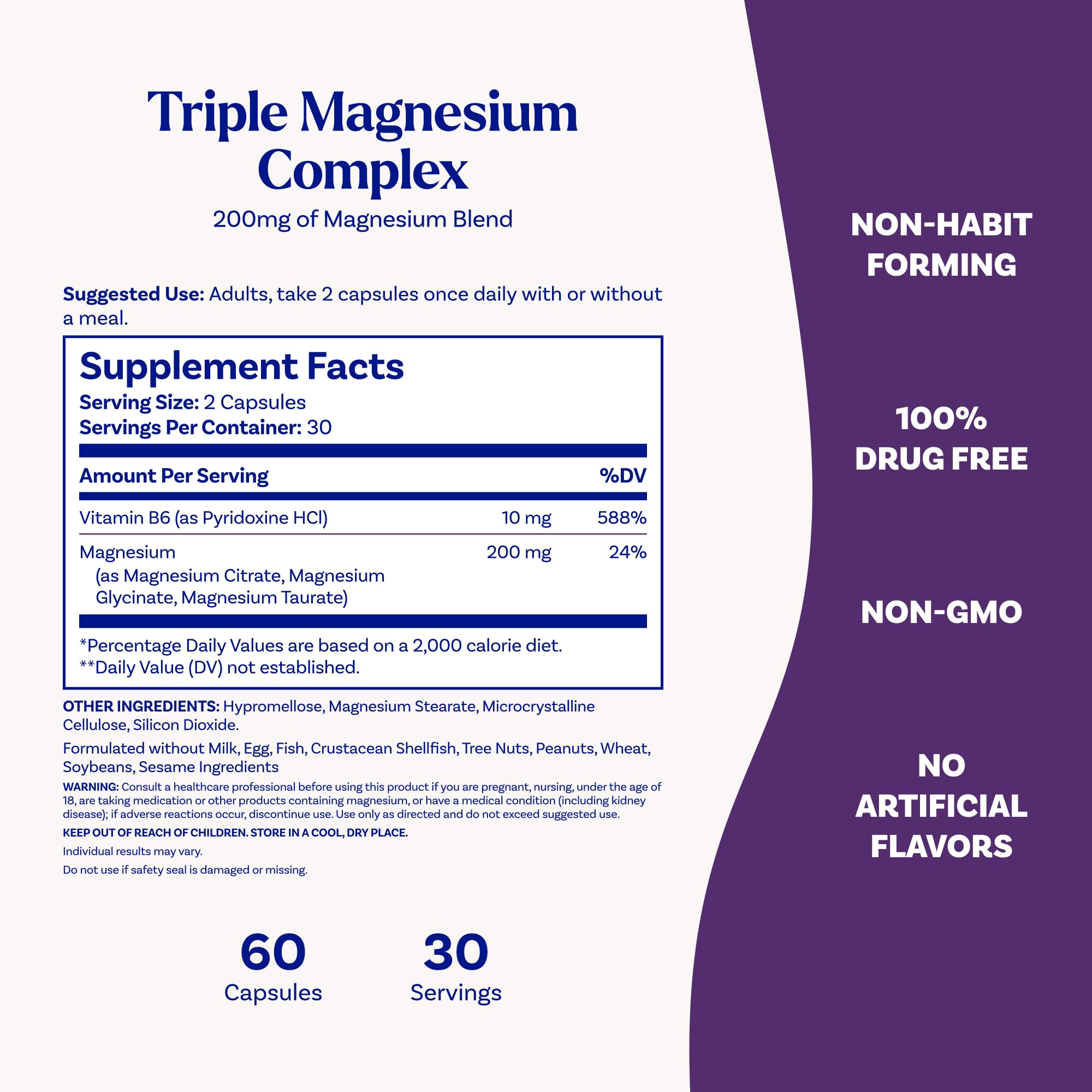 Natrol High Absorption Triple Magnesium, Glycinate&Citrate&Taurate, 60 Caps — Amazon image 4