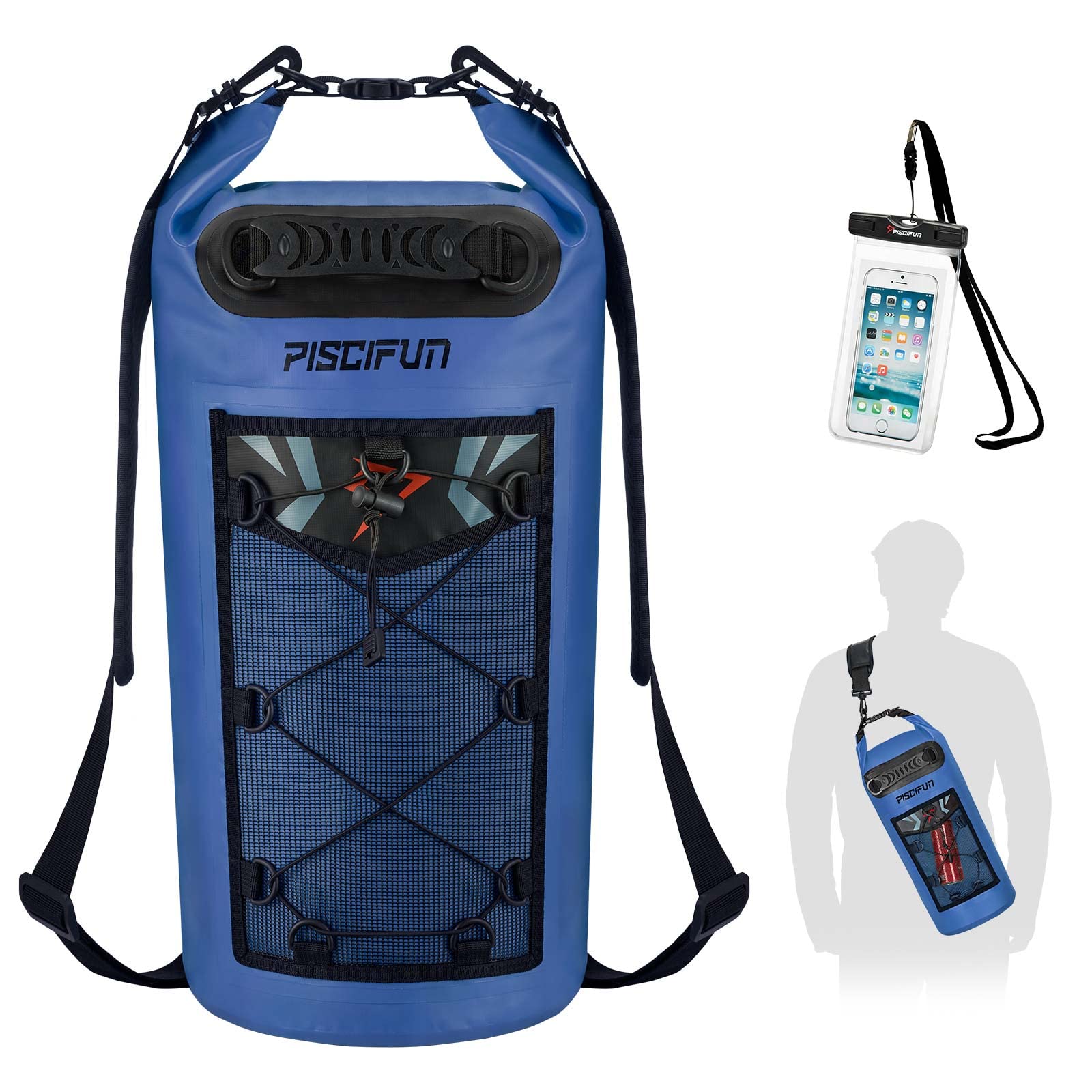 Piscifun Dry Bag, Waterproof Floating Backpack 10L/20L/30L/40L with Waterproof Phone Case for Boating, Kayaking, Fishing