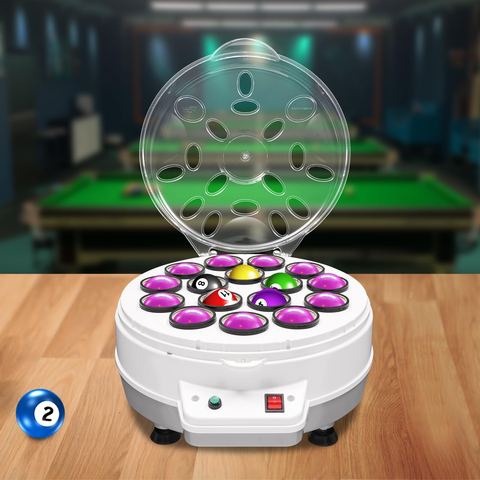 DONNGYZ Automatic Billiard Ball Cleaner and Polisher - Professional Pool Ball Cleaning Machine for 16 Snooker and Billiard Balls - Efficient, Electronic Polishing for Home Use