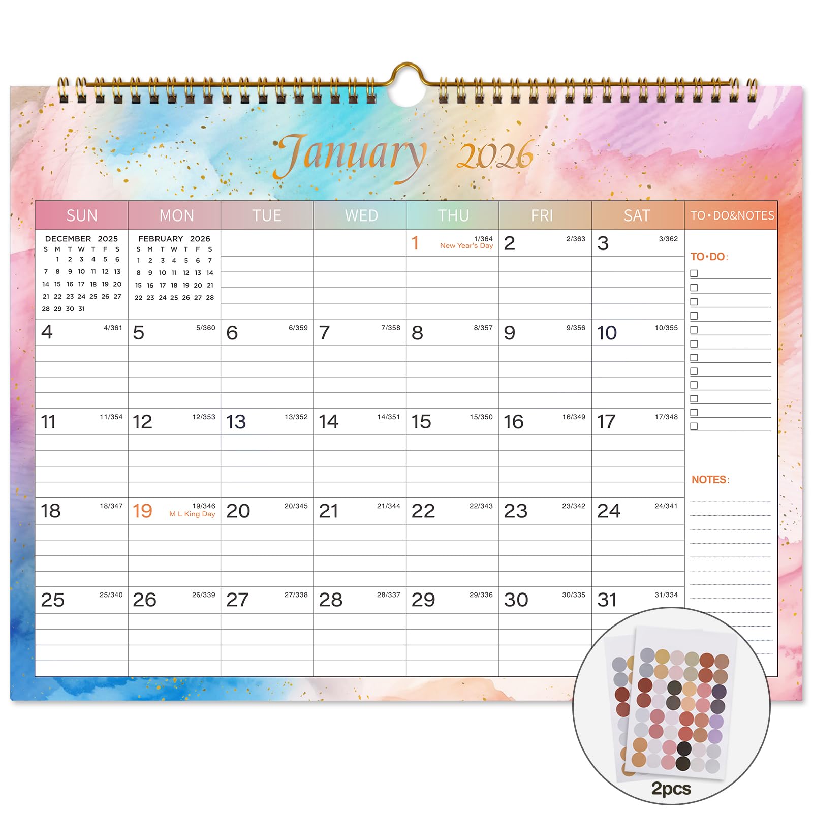 Lbylyhxc 2026 Calendar -12 Monthly Wall Calendar 2026 from Jan 2026 to Dec 2026, 14.8 x 11.5 Inches.Thick Paper with Julian Dates Large Wall calendar