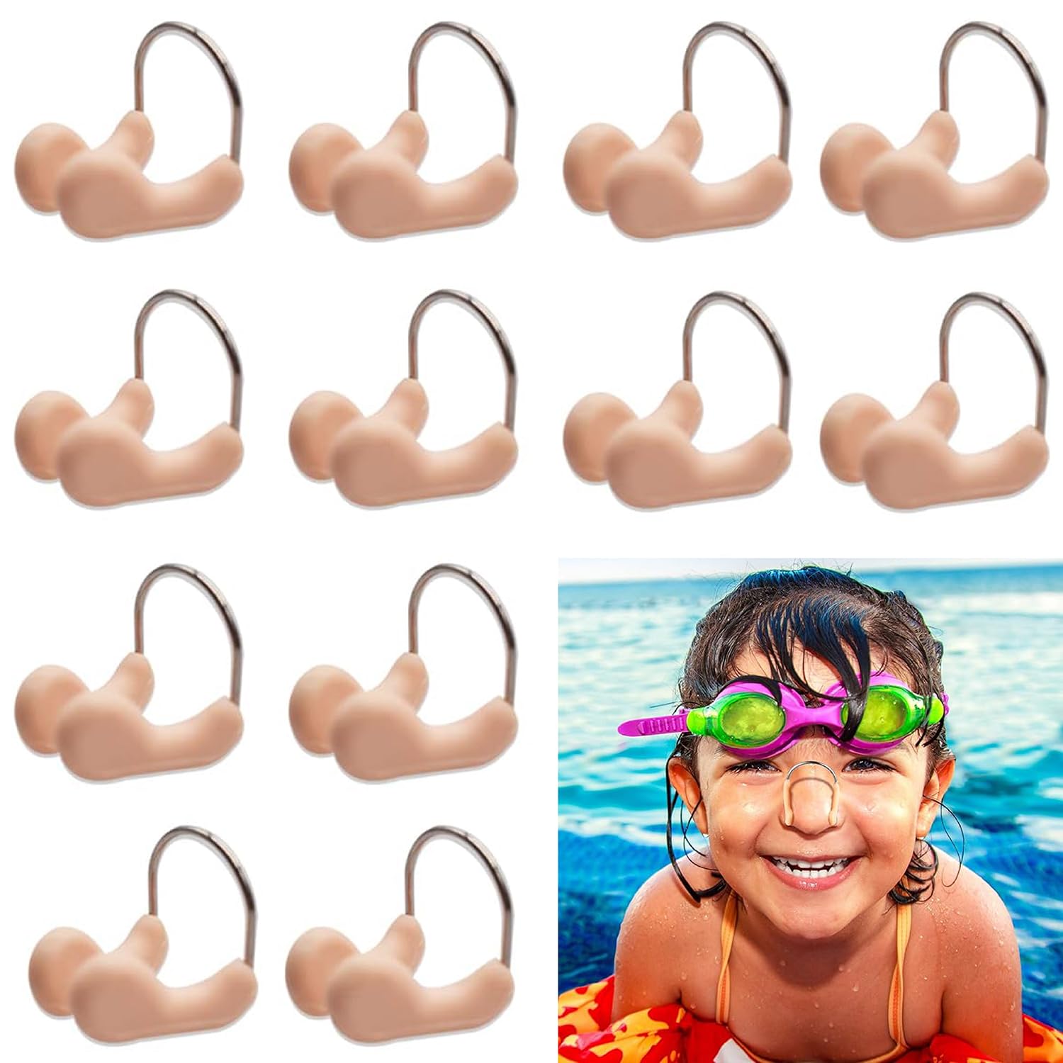 12 Pezzi Nuoto Naso Clip, Naso in Silicone per Nuoto, Stringinaso Nuoto Professionale, Silicone Clip Naso Nuoto, Tappanaso Nuoto, per Protezione Allenamento da per Adulti e Bambini Comodo