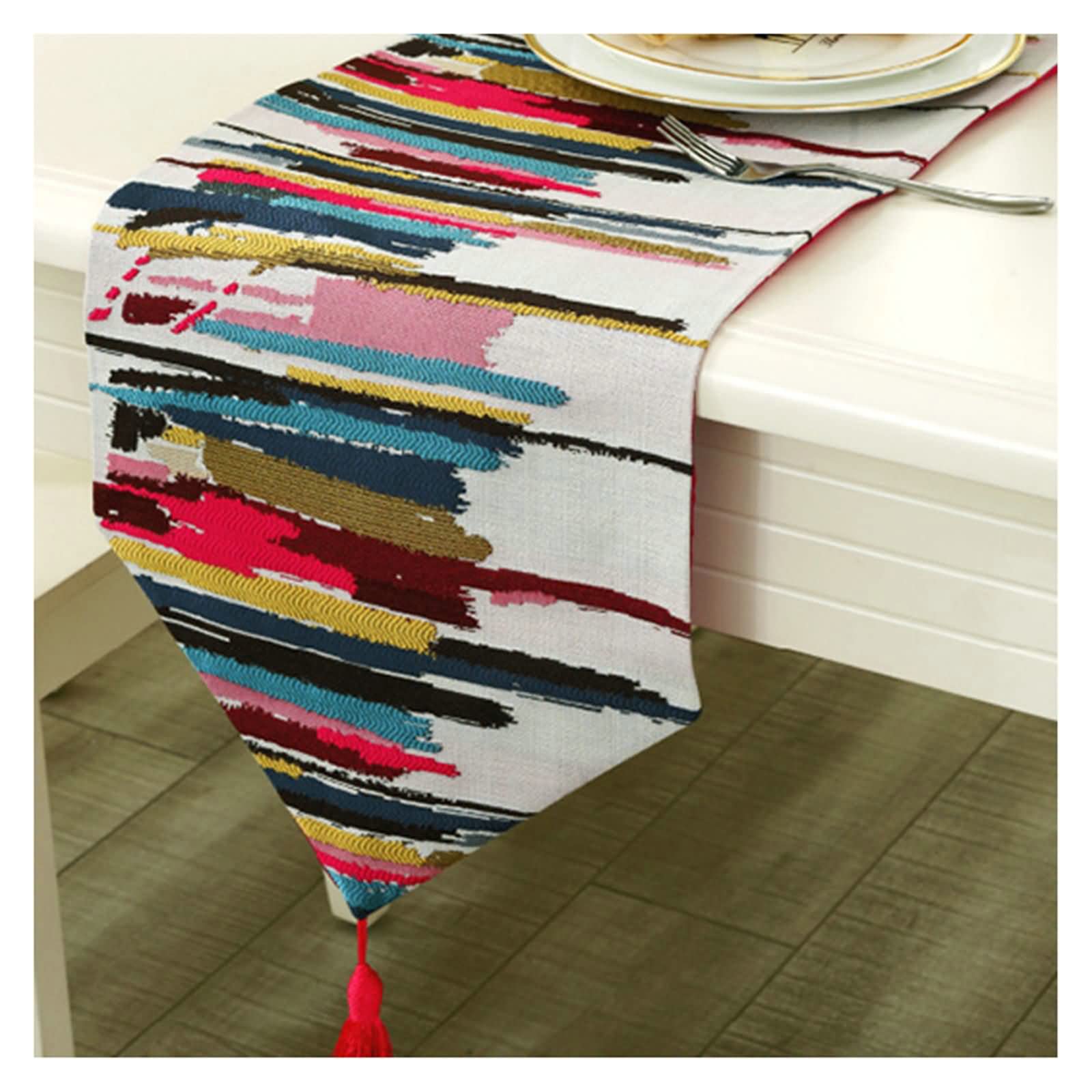 Chemin de table motif de ligne moderne rouge décoration table salon WXKAGF
