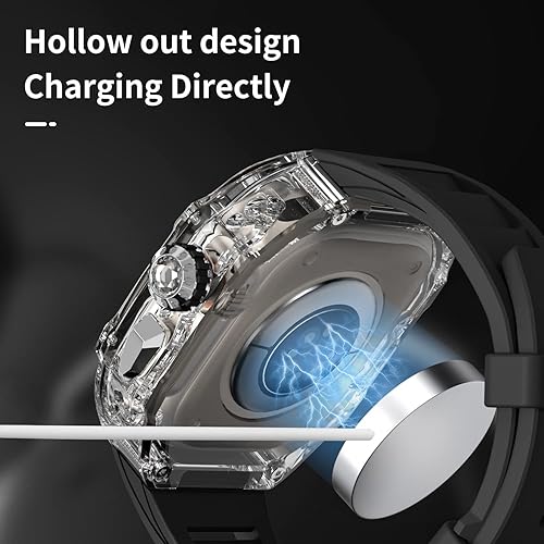 Miniatura 4 de DGYSG Funda transparente de diseño con correa para Apple Watch Ultra de 1.929 in Titanio, lujosa, transparente, resistente protección militar,