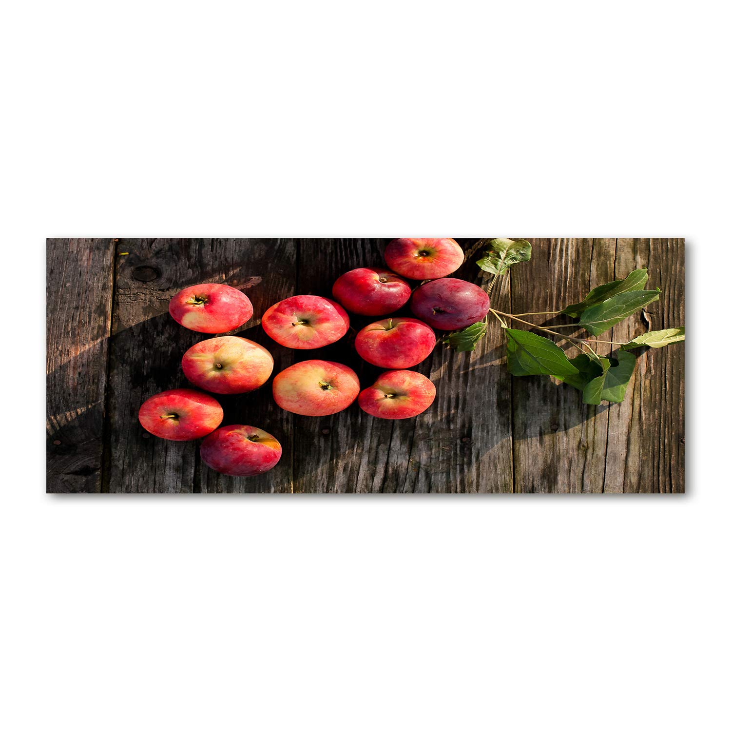 Tableau photo de cuisine panoramique avec pommes rouges pour grand salon moderne
