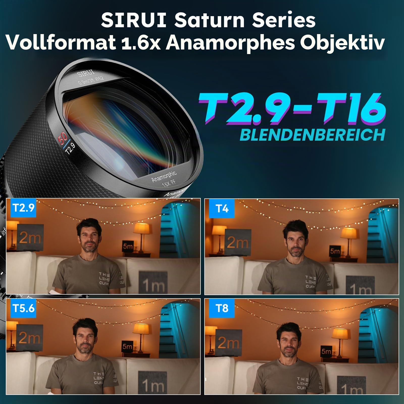 Sirui Saturn 50mm T2.9 1.6X Vollformat Kohlefaser anamorphes Objektiv – Bild 3