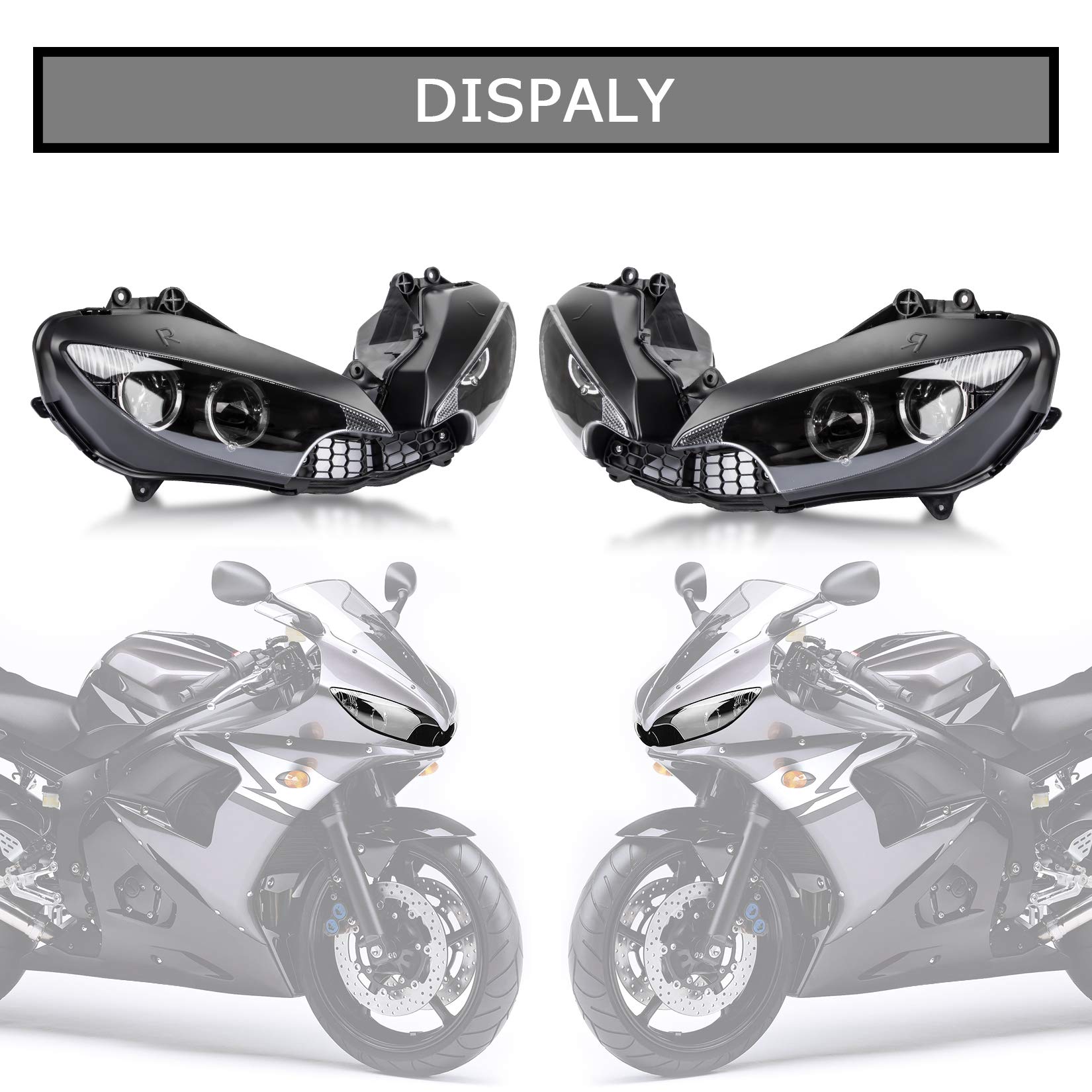PSLER Motorrad Scheinwerfer Abdeckung, Frontscheinwerfer Lampenschirm Scheinwerfer Schutzfolie für YZF R6 2003 2004 2005 und für R6S 2006 2007 2008 2009