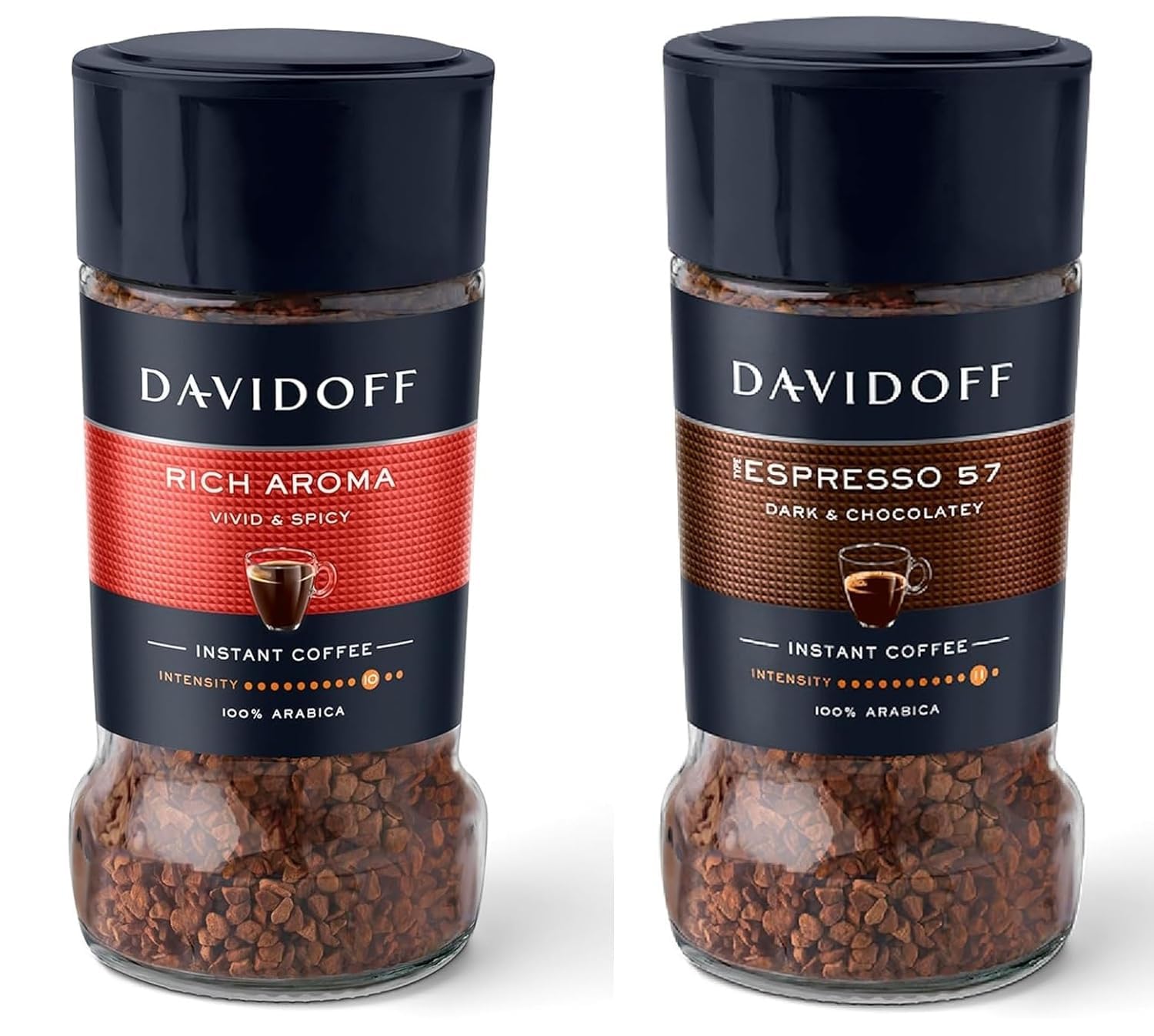 Davidoff Coffee Set, Rich Aroma Vivid & Spicy and Espresso 57 Dark & Chocolatey, 100% Arabica Coffee, Glass Jar Each 45g X Pack Of 2 (Product Of Germany) By DECADENT-picture-19