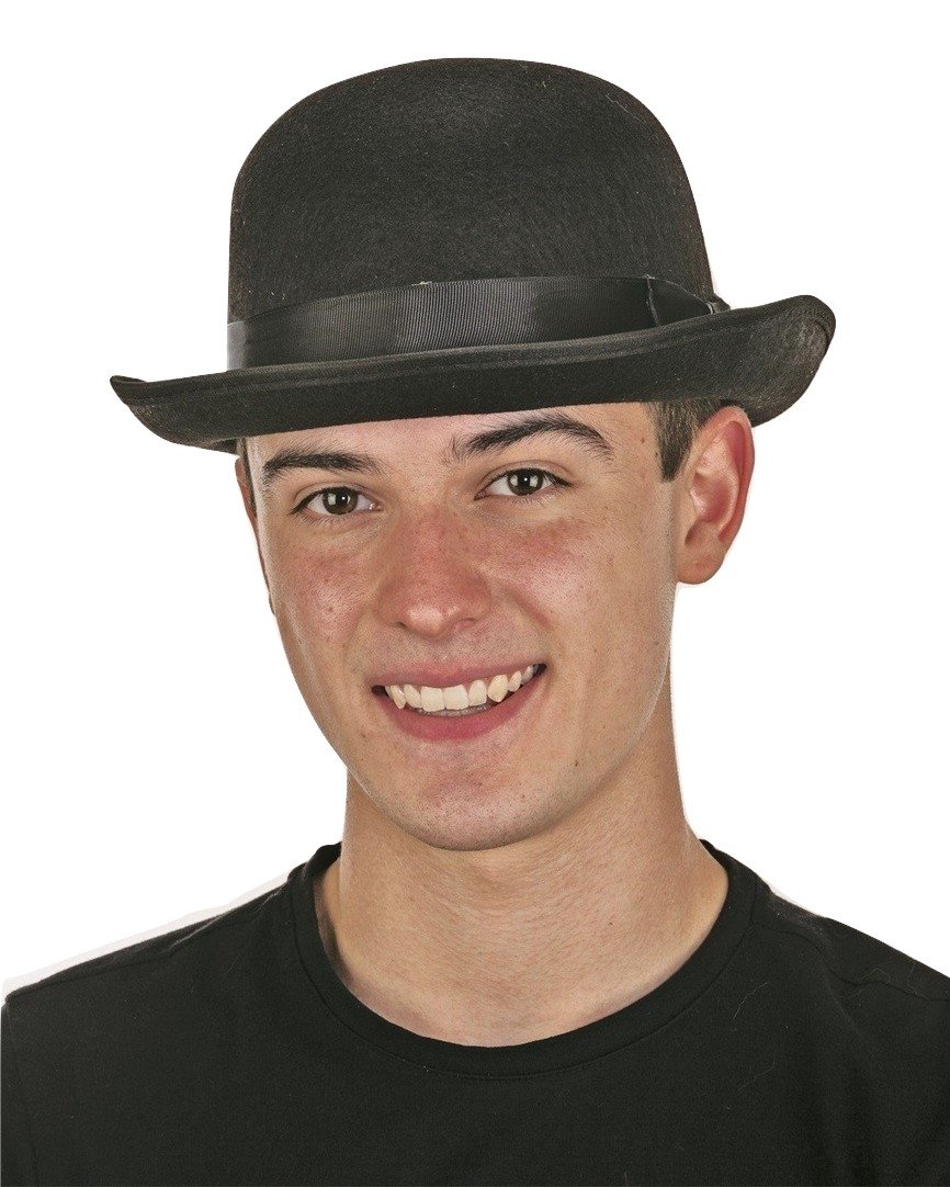Men's Roaring 20's Black Felt Derby Light Bowler Top Hat Costume Accessory