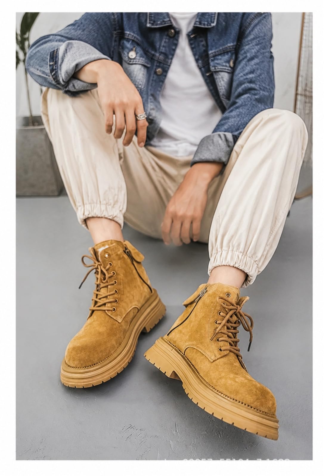 LKSCY męskie buty turystyczne Mid Top sznurowane buty retro jesień na