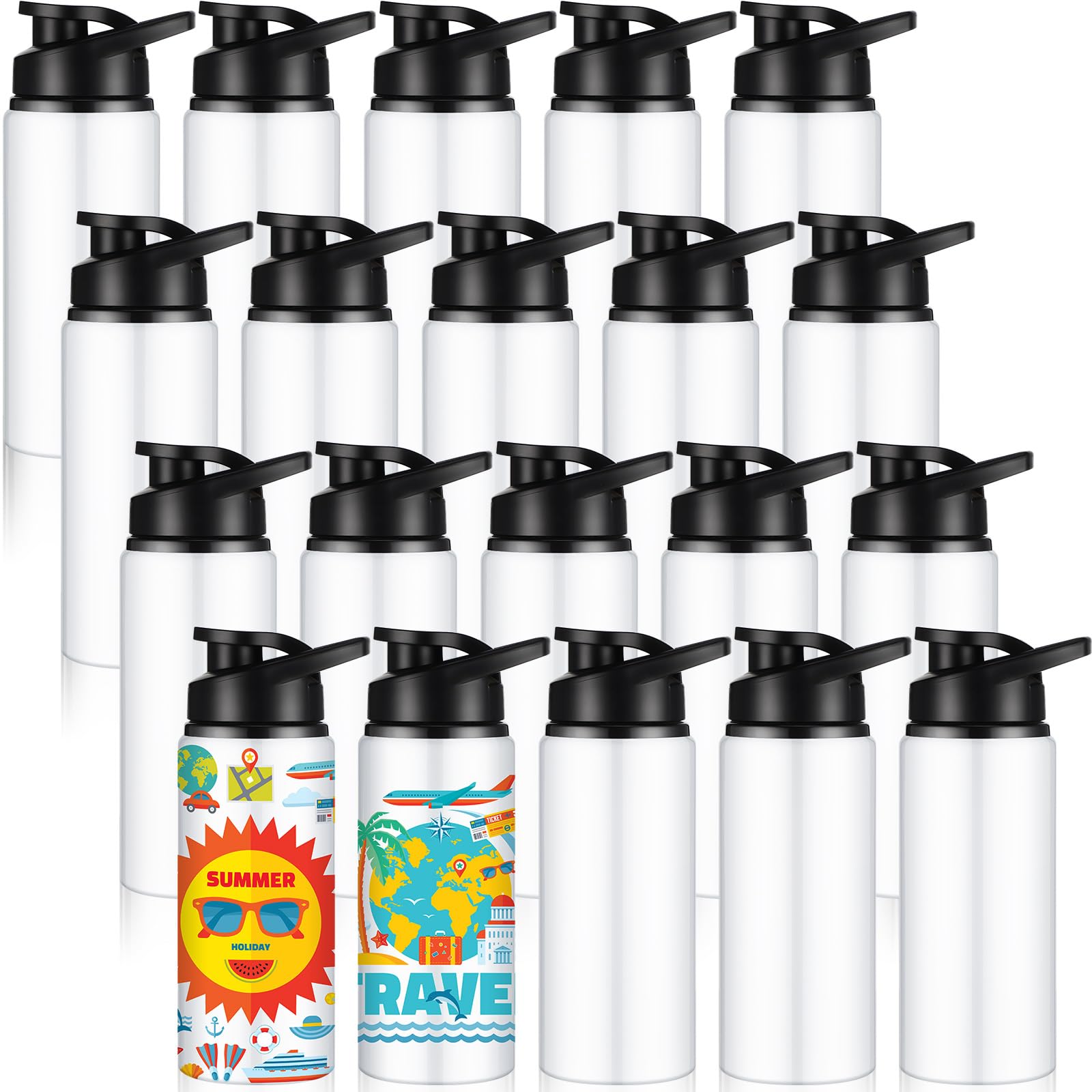 Gejoy 20 Pcs Sublimation Aluminum Water Bottle Reusable Portable Leak Proof Bike Bottles with Lid Metal Lightweight Sports Water Bottle Blanks for Travel Camping Hiking Gym Fishing (20 oz)