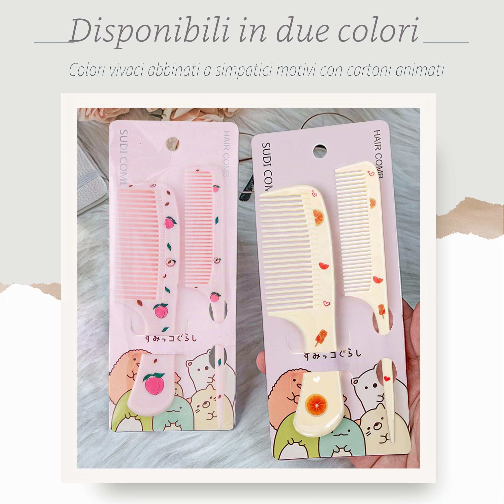 Set di 4 Spazzole per Capelli e Pettini Bambina, Pettine Districante per Capelli Bagnati e Asciutti, Spazzola a Coda di Ratto per Parrucchieri Ragazze e Ragazzi, Regalo Carino