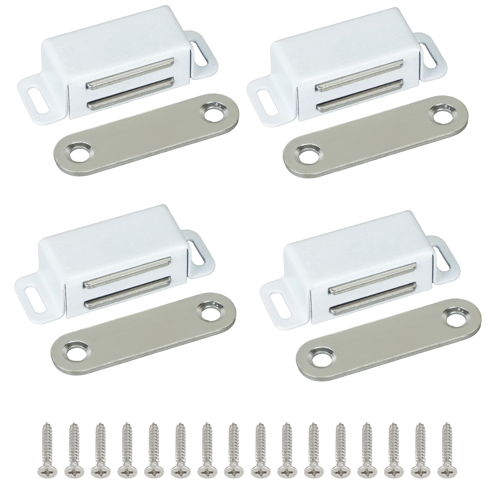 Mooche Schrankmagnete, Magnetischer Türschnapper, Edelstahl, Robust, für Schrank, Schublade, Magnetverschlüsse für Küche, Kleiderschrank (Weiß, 45mm)