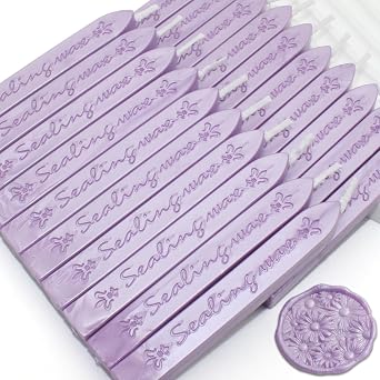 Lilac Purple Wax Seal Sticks, Andotopee 10pcs Vintage Sealing Wax Sticks with Wicks for Wax Seal Stamp, Premium Antique Wax Seals for Envelope Seal Wedding Invitation Craft Adhesive Gift Wrapping Idea