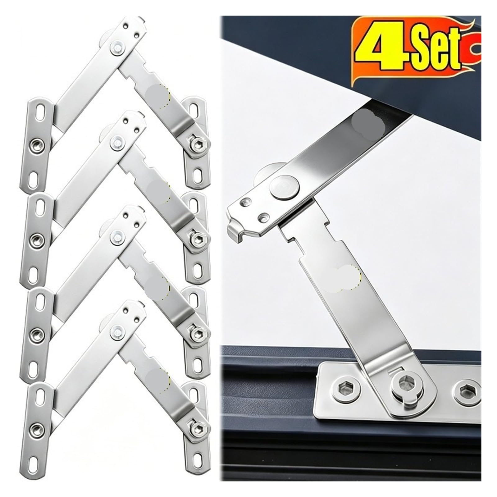 Soporte De Ventana, Limitador Ajustable, Acero Inoxidable, Cerradura