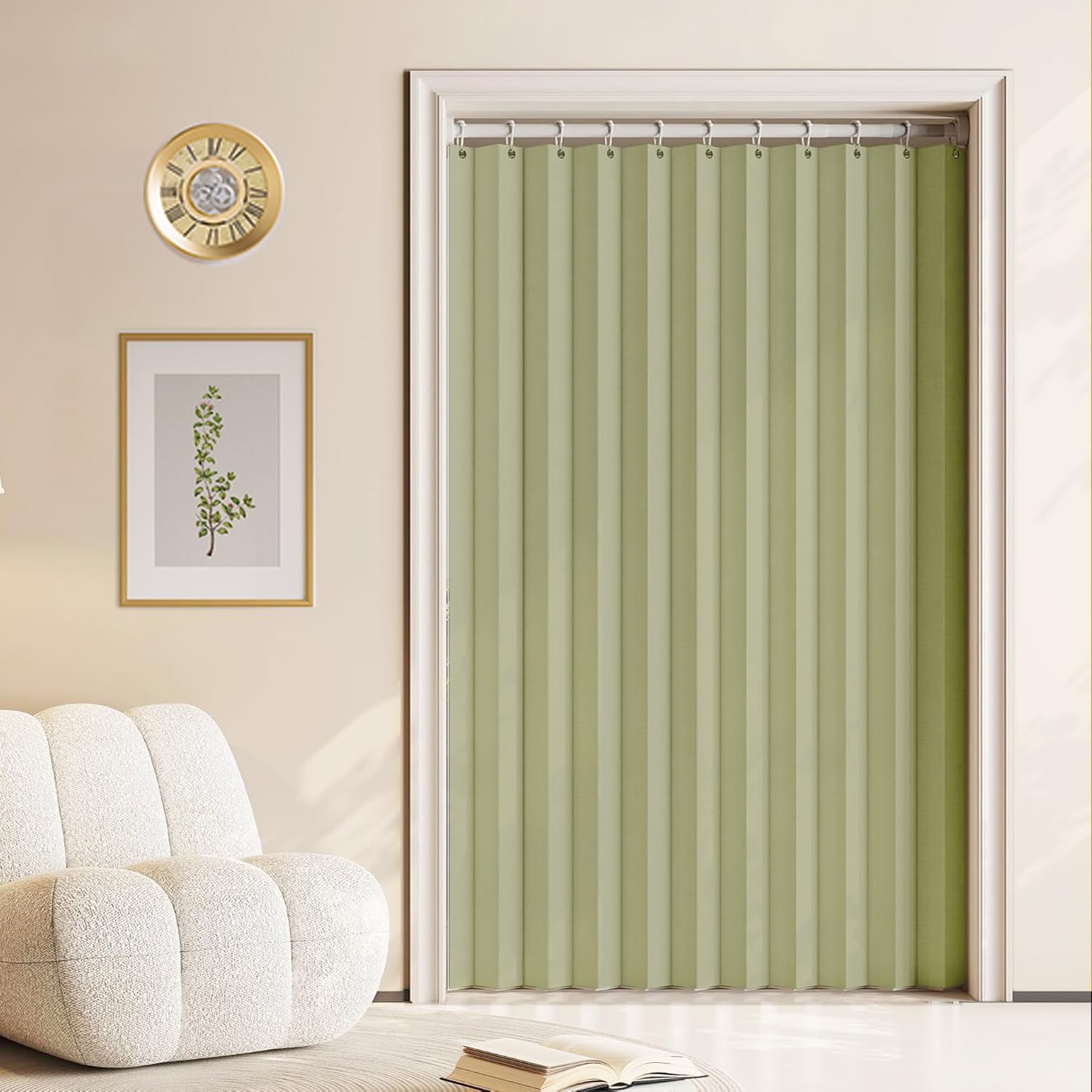 Custom-made blackout magnetic folding curtains, invisible, suitable for bedrooms, living rooms, and entrances.-green- W160xH190cm โ image 1