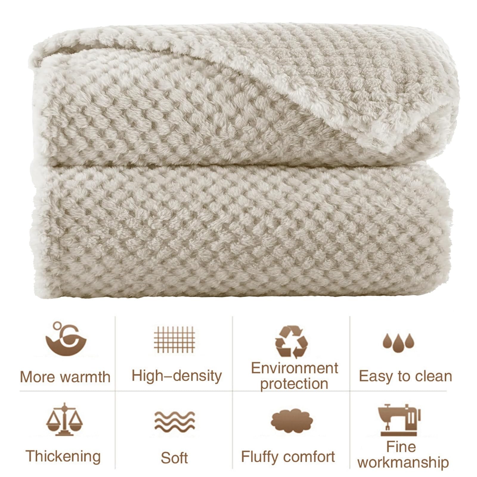 LONGCAO Coperta Vellutata in Pile 70 x 300 cm Coperta Soffice e Morbida per Divano e Letto - Calda, Leggera e Reversibile Plaid Matrimoniale in Pile per Plaid Divano, Copriletto, bianco