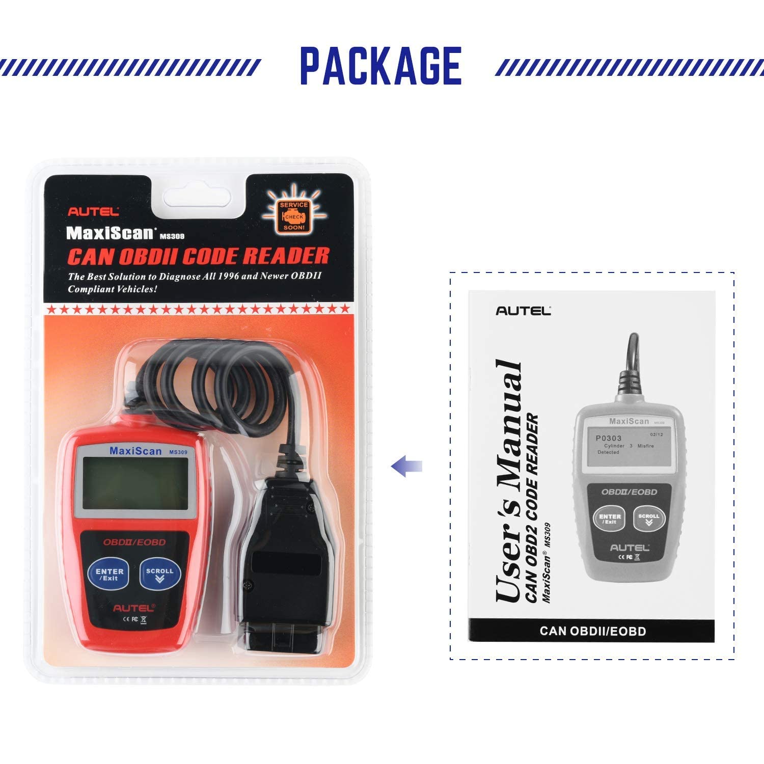 Autel MS309 Car OBD2 Scanner Engine Fault Code Reader Check State ...